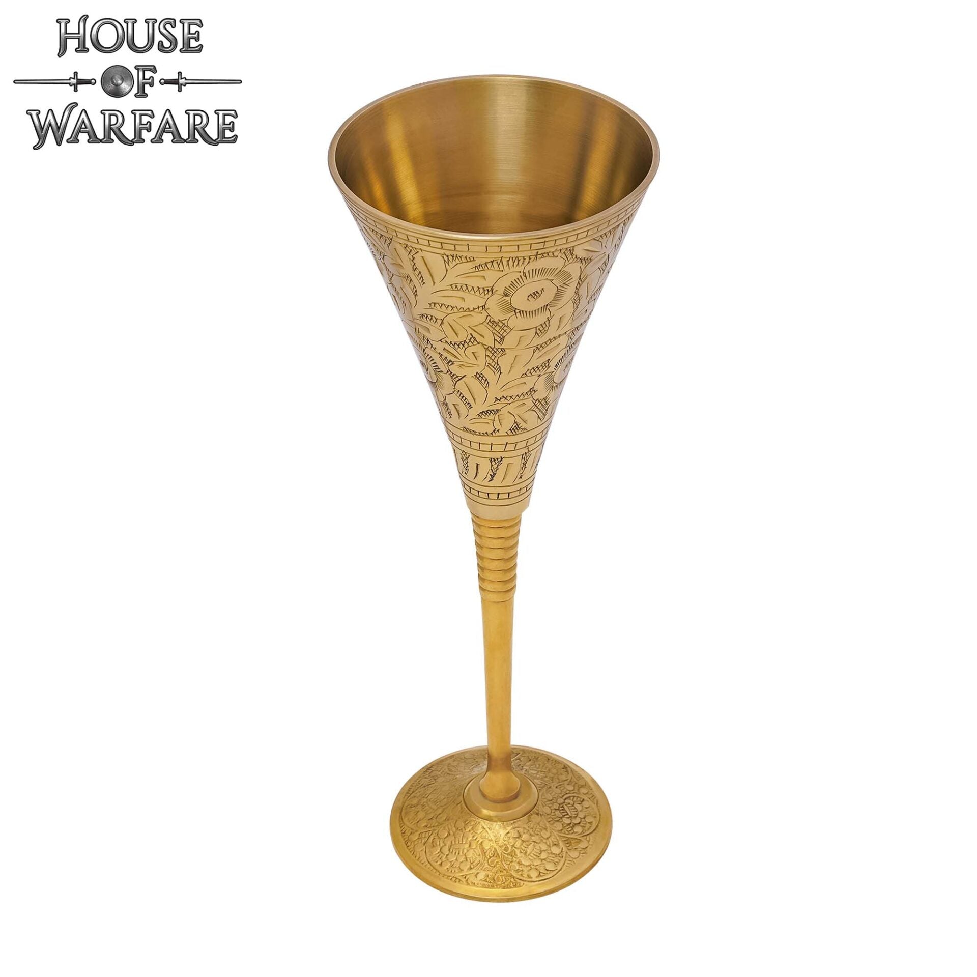 Copa Medieval Cáliz de Latón - Grabado Vintage Drinkware - Imagen 4