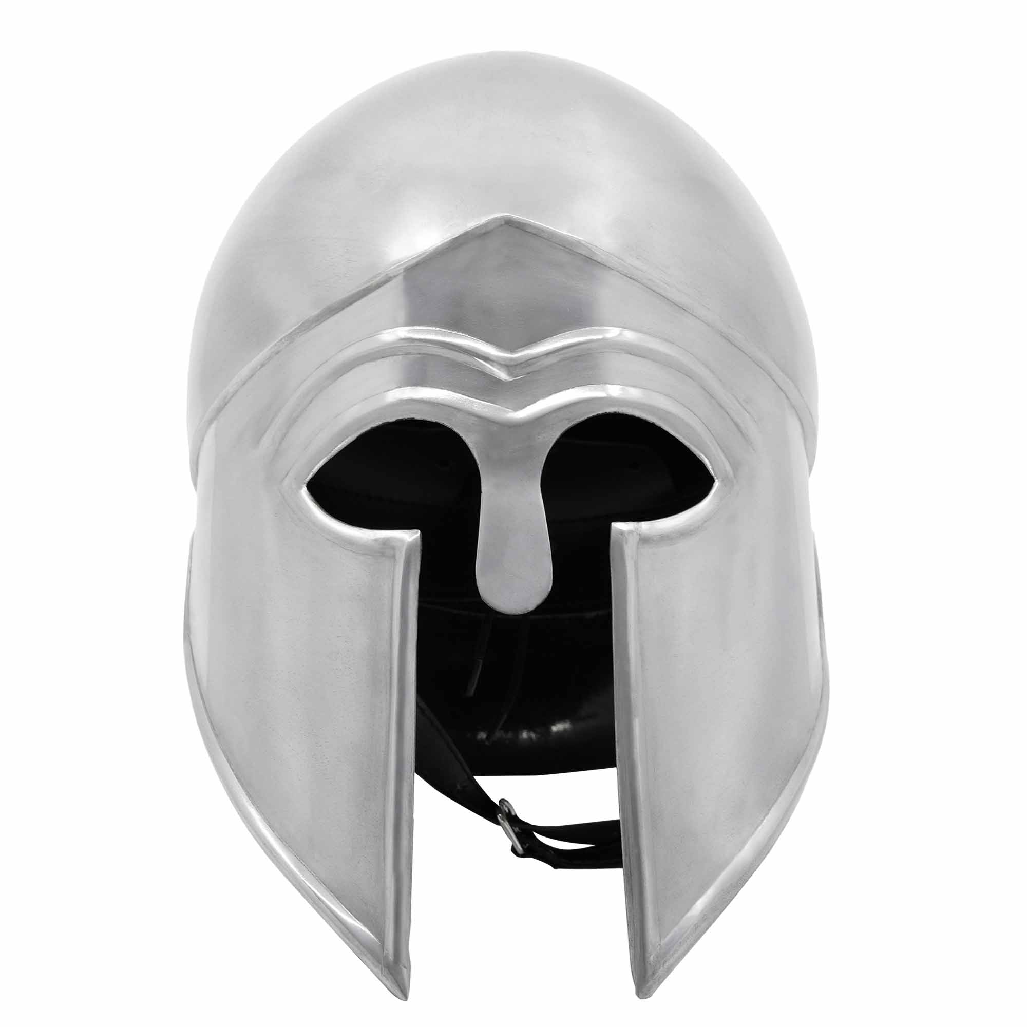 Imagen única de: Casco Griego Hoplita Corintio de Acero con Forro de Cuero
