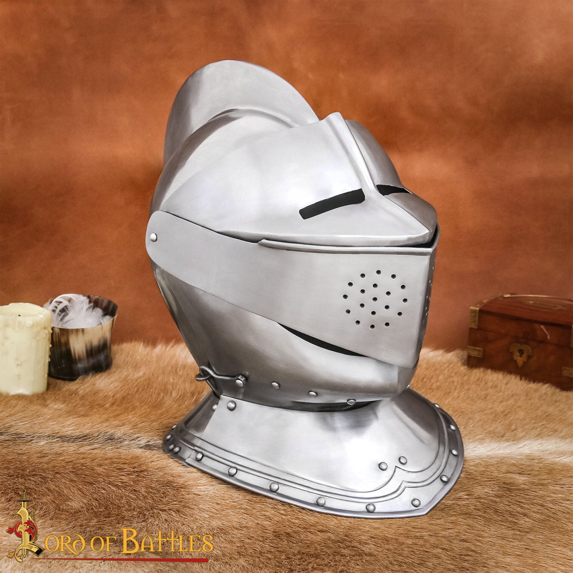 Imagen única de: Casco Cerrado Renaissance con Visera Móvil Bevor Integrada Calibre 16