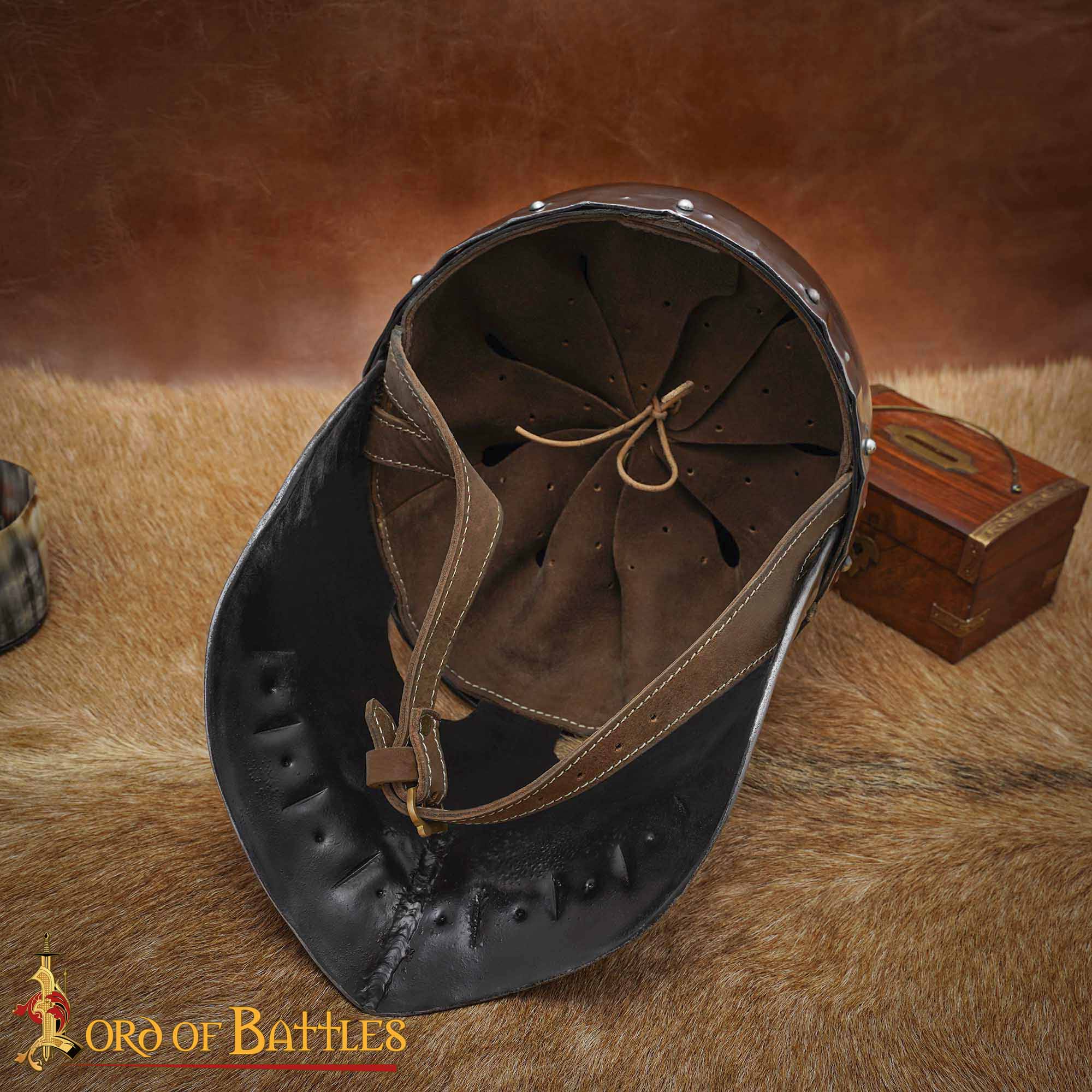 Imagen única de: Medieval Italo - Casco Normando de Acero Calibre 16