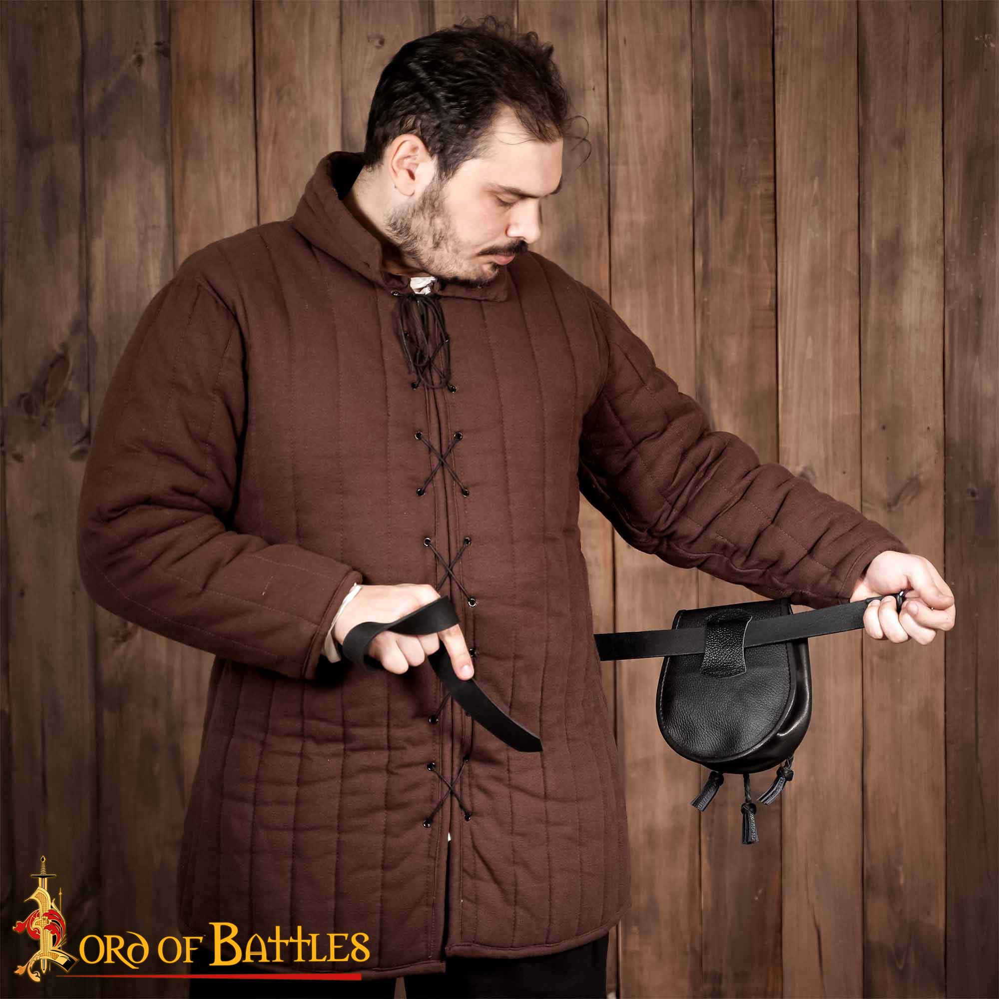 Imagen única de: Sporran Medieval con Borlas Trenzadas Hecho a Mano de Cuero Genuino