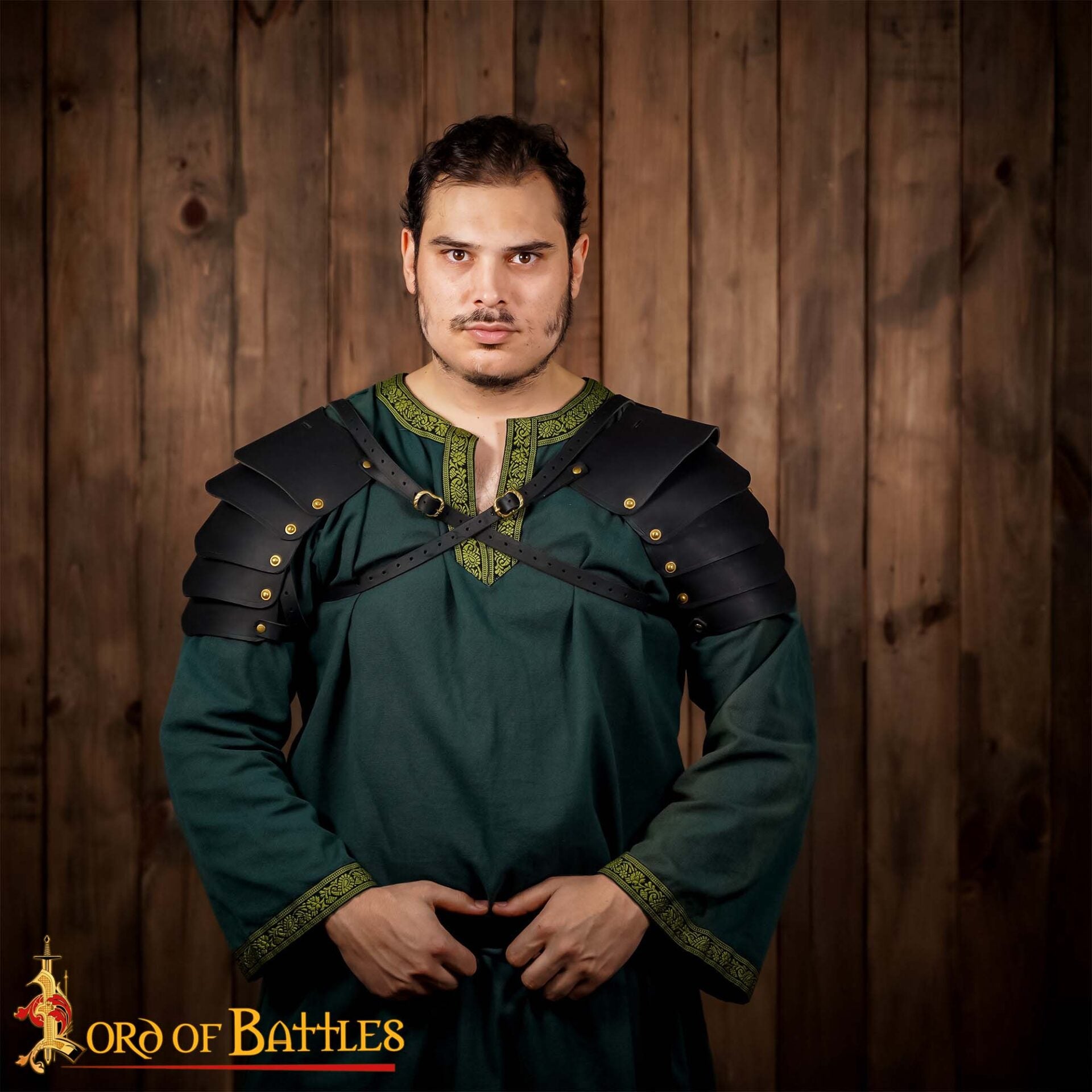 Imagen única de: Fantasía Vikingo Pauldrons Cuero con Cinturones de Cuero Ajustables