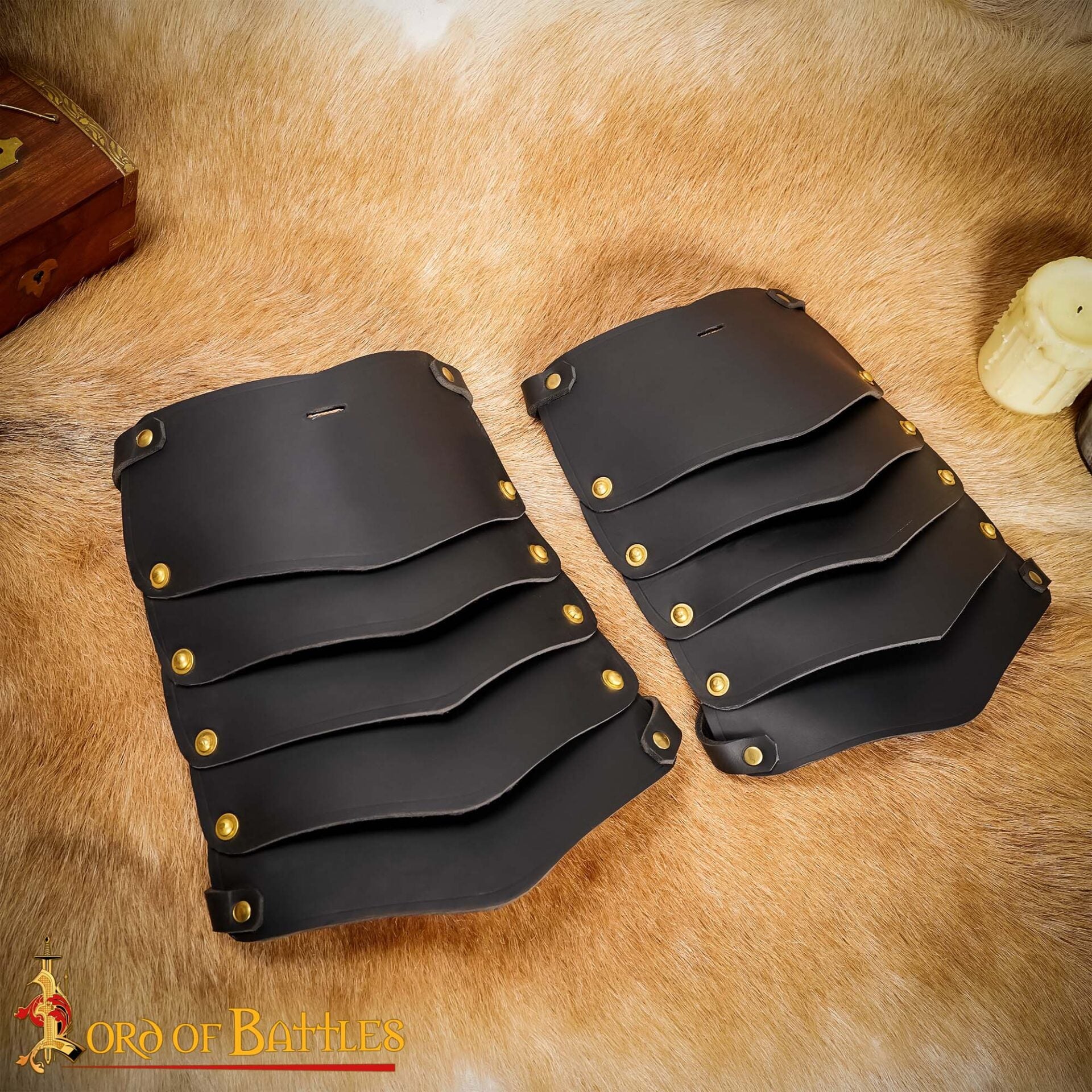 Imagen única de: Fantasía Vikingo Pauldrons Cuero con Cinturones de Cuero Ajustables
