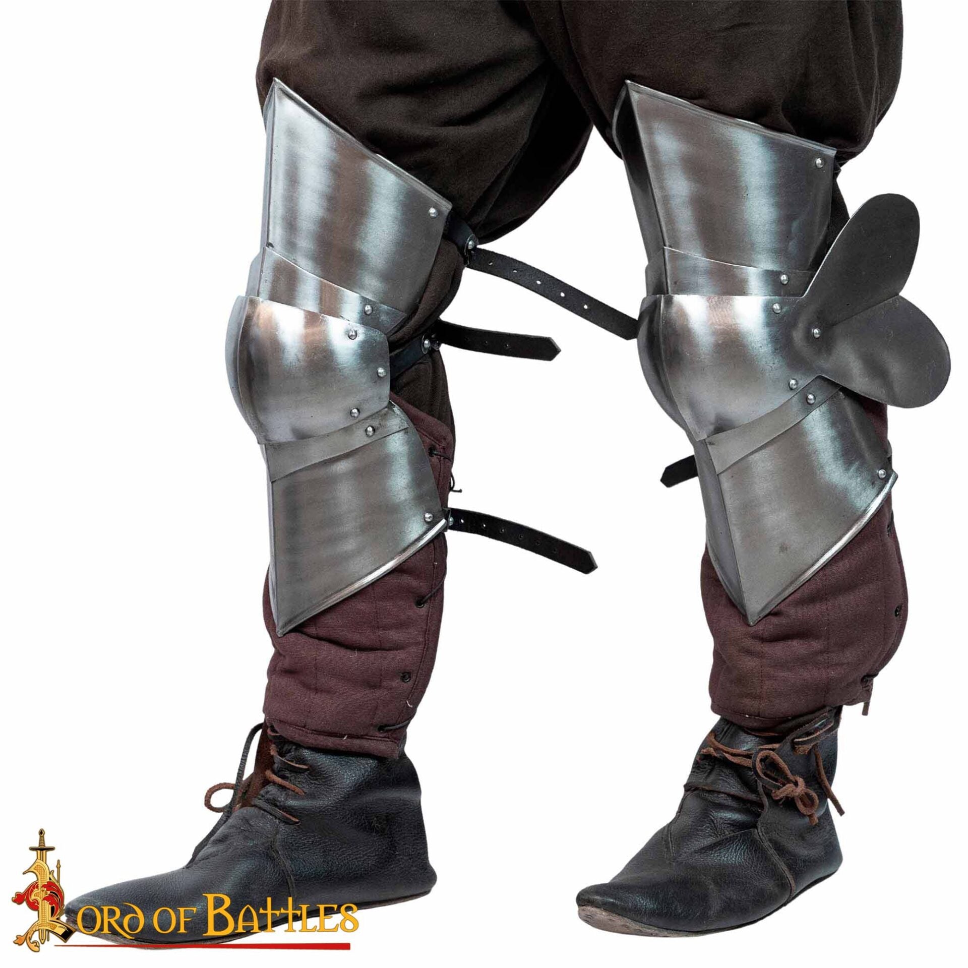 Imagen única de: Mercenario Medieval Poleyns Rodillera de Acero Funcional Calibre 16
