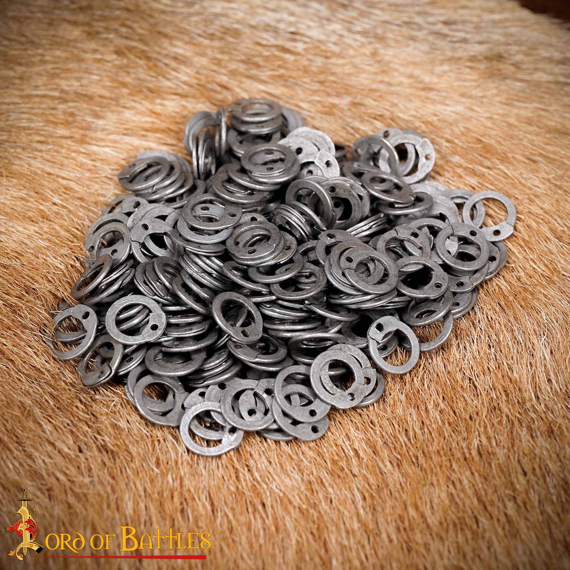 Imagen única de: Anillas Planas de Acero - Anillas Planas con Remaches en Forma de Cúpula de 6 Mm - Calibre 18, Acabado Natural - 1kgs - Ideal para Bricolaje y Reparaciones de Cota de Malla