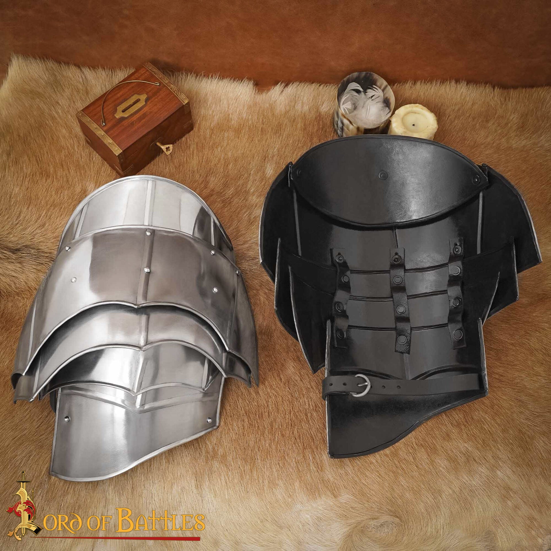 Imagen única de: Pauldrons de Acero de Fantasía Medieval con Rompehojas