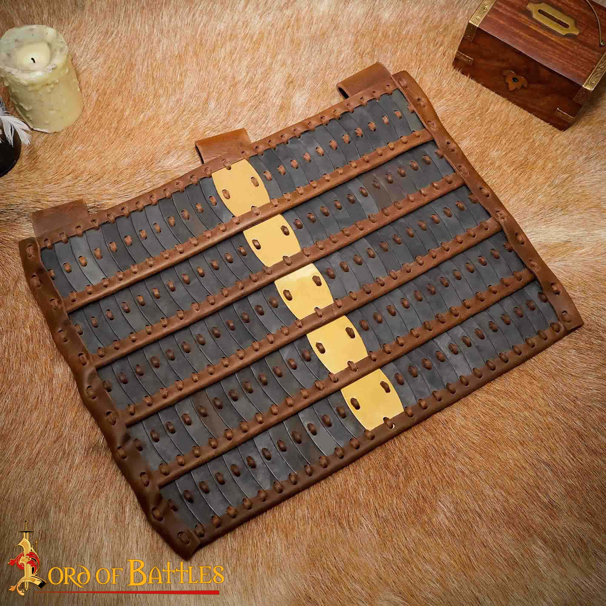 Imagen única de: Armadura Medieval de Faldón Lamelar - Placas de Acero Calibre 20 con Refuerzo de Cuero - Protección de Cadera de Guerrero