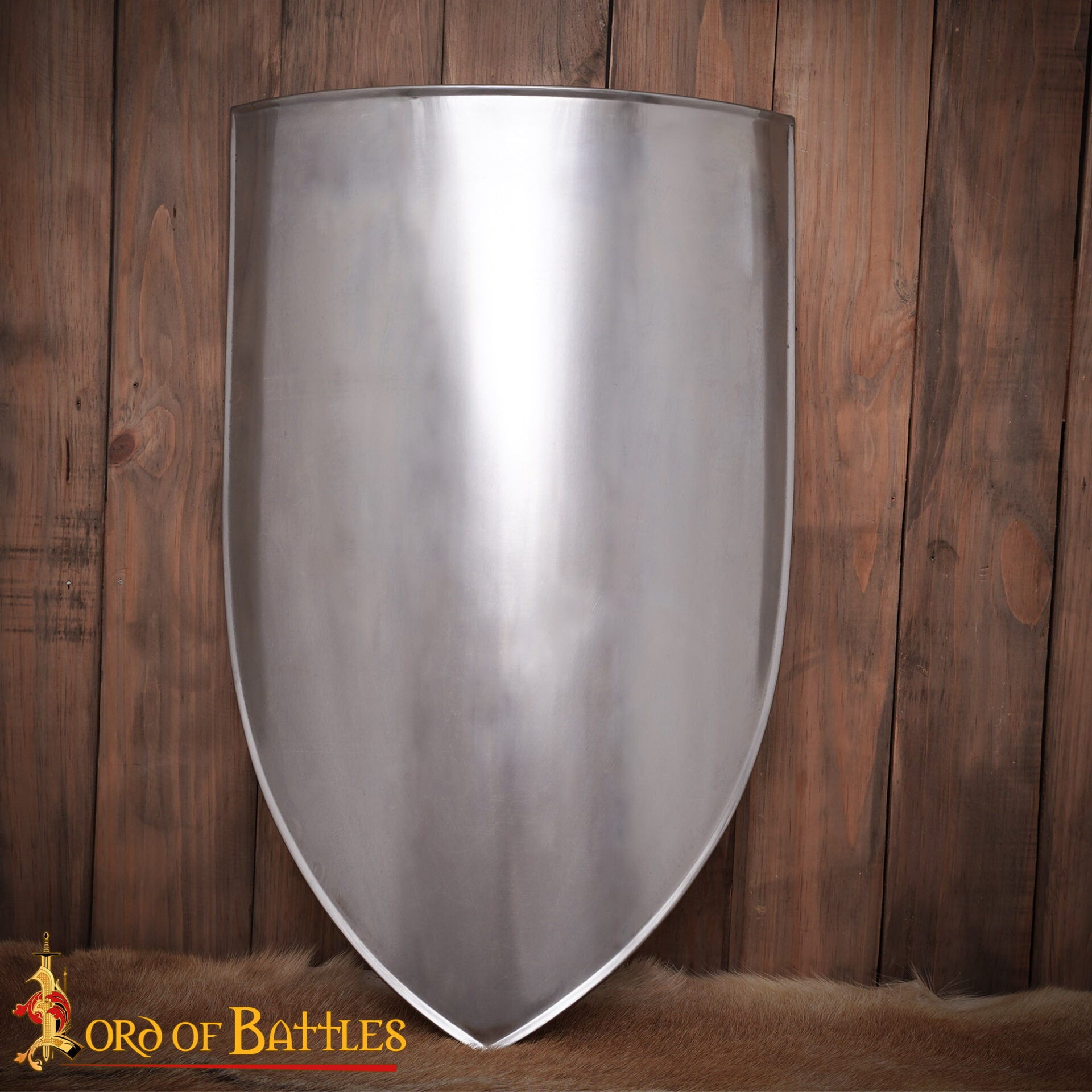 Imagen única de: Medieval Izquierda Escudo del Calentador de Acero en Blanco Acero Calibre 18