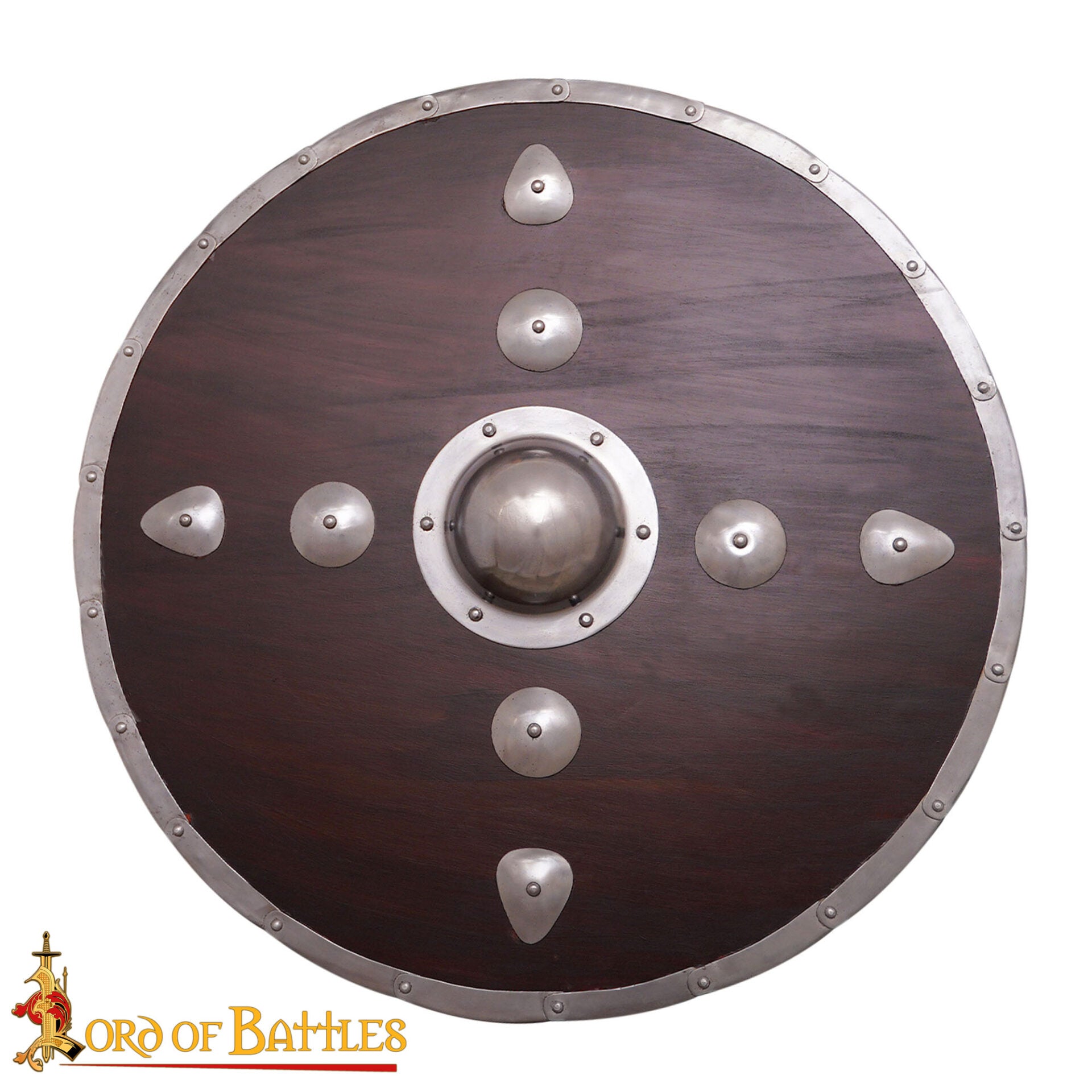 Imagen única de: Escudo Redondo Vikingo - Escudo de Madera de 30 Pulgadas con Umbo y Mango de Acero