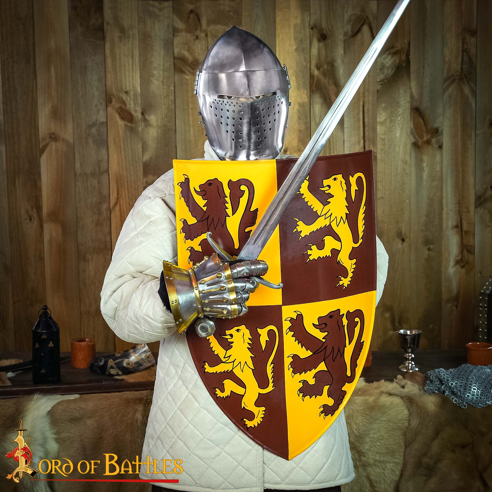 Imagen única de: Escudo Galés Decorativo con León Rampante Escudo de Armas de Owain Glyndwr