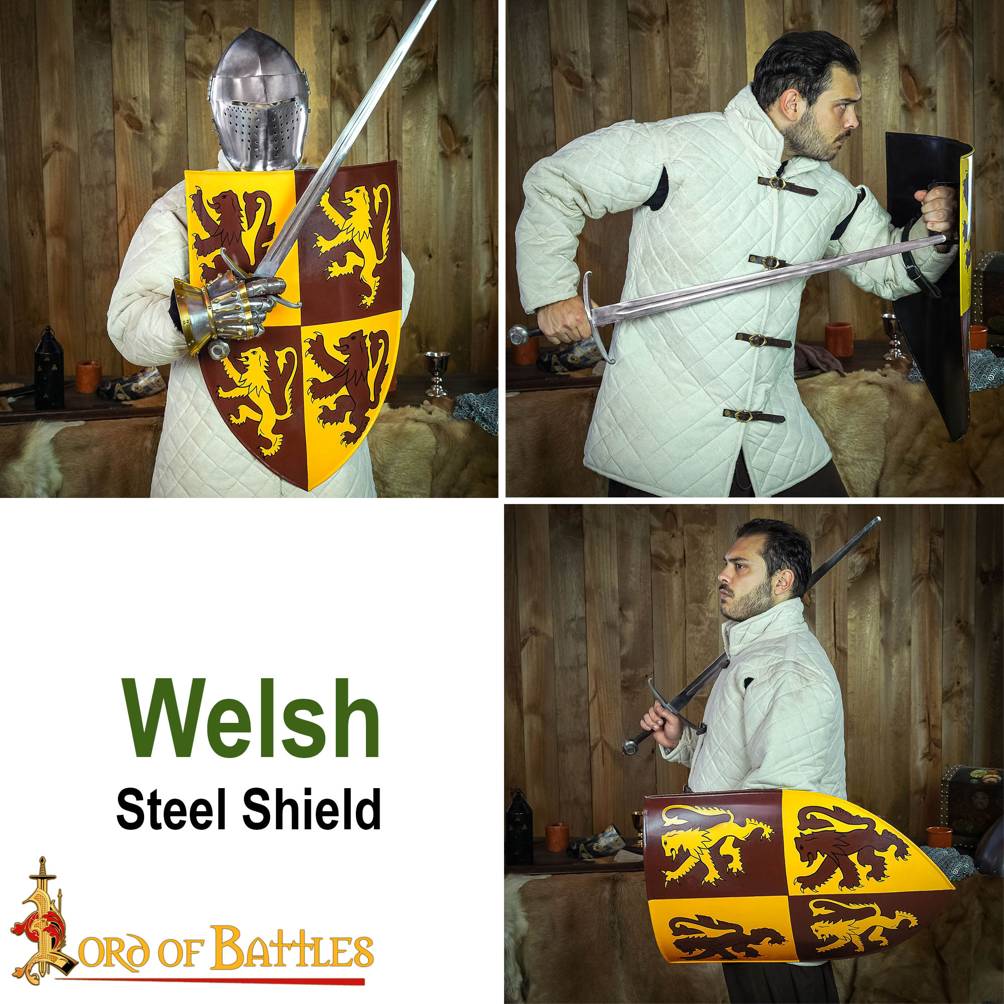 Imagen única de: Escudo Galés Decorativo con León Rampante Escudo de Armas de Owain Glyndwr