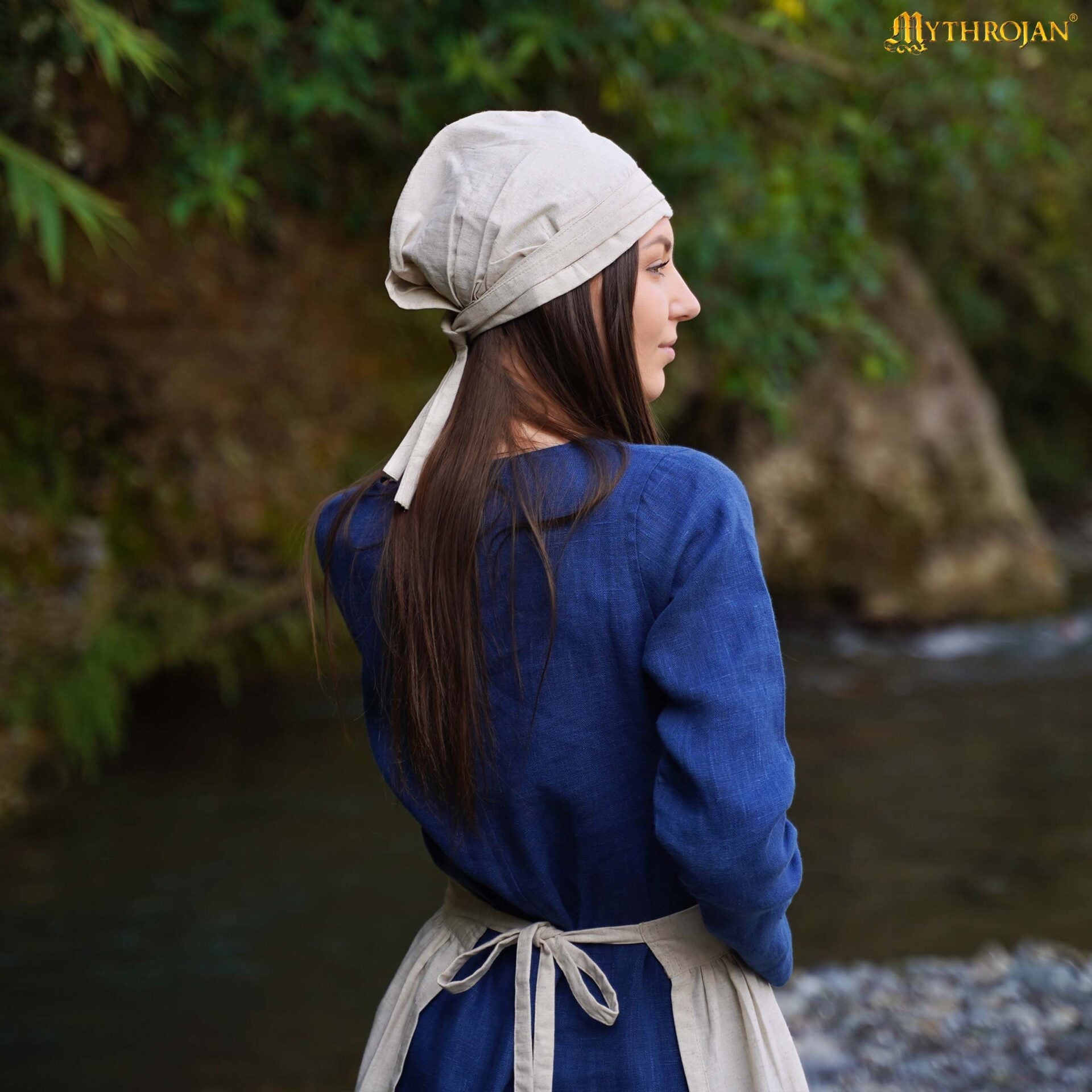 Imagen única de: Gorro de Santa Birgita: Sombrero Medieval Modesto y Práctico de Mezcla de Lino y Algodón para Recreaciones y Larp
