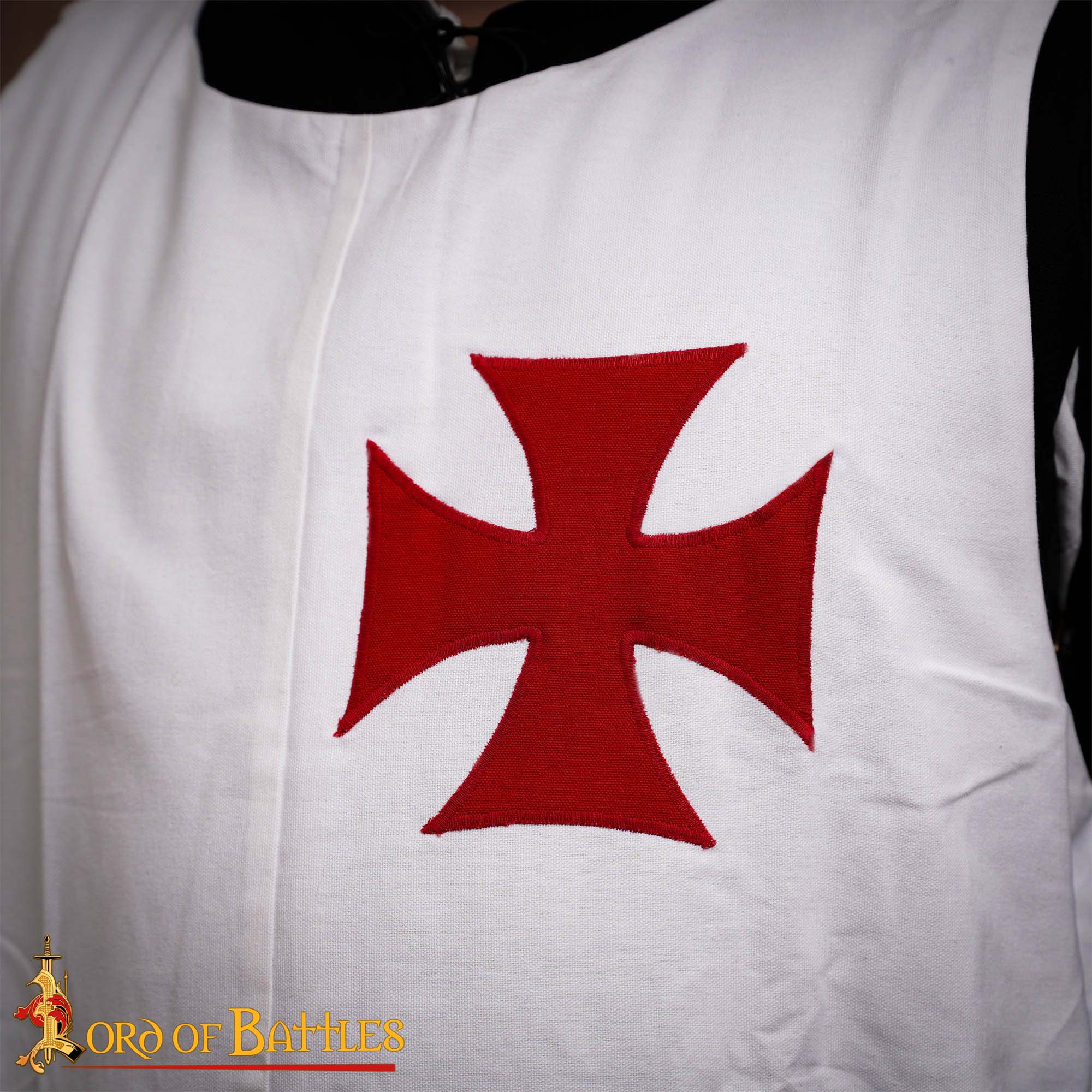 Imagen única de: Sobrevesta de Caballero Templario de Lienzo de Algodón - Blanca con Tabardo de Cruz Roja