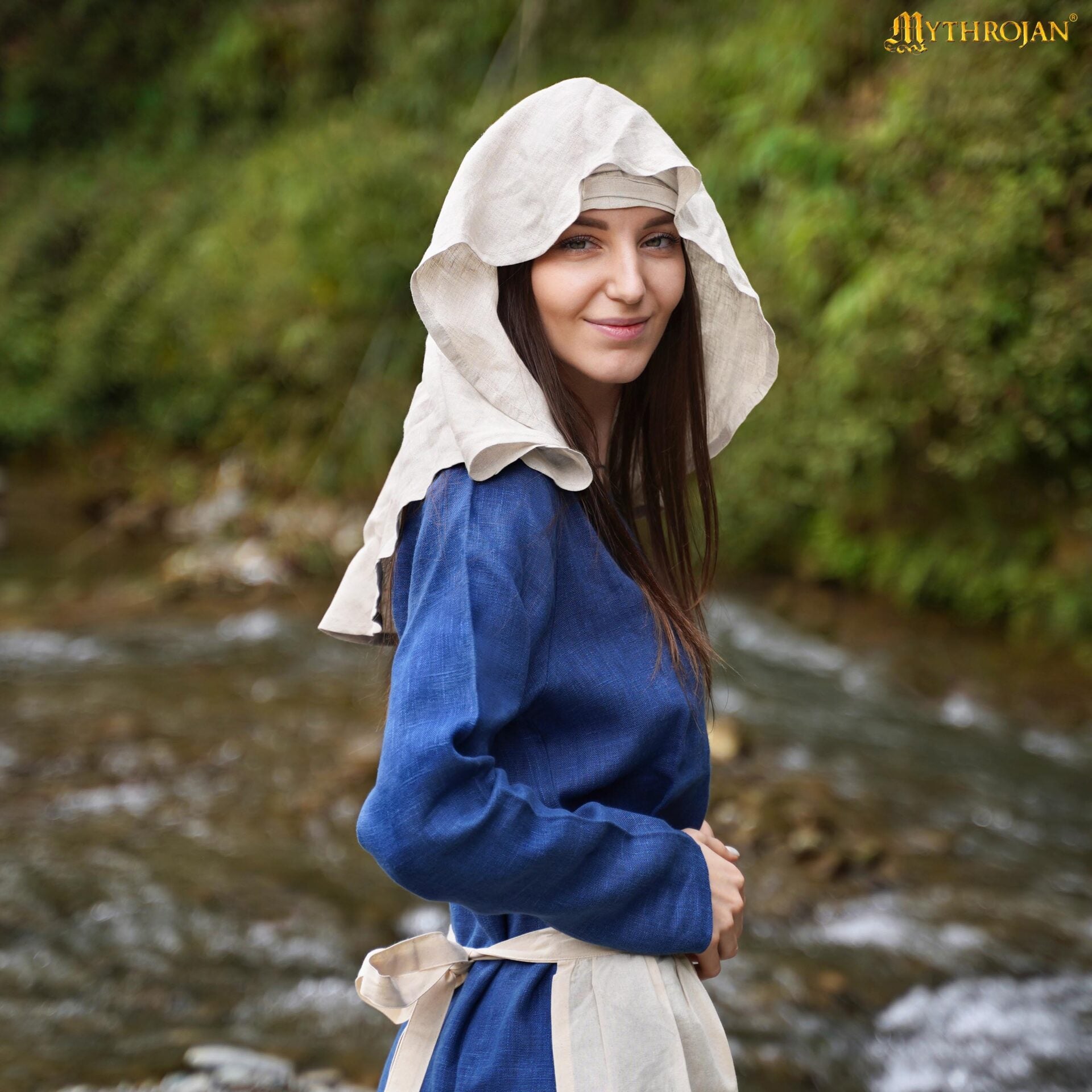Imagen única de: Velo Medieval de Lino y Algodón para Recreaciones y Larp