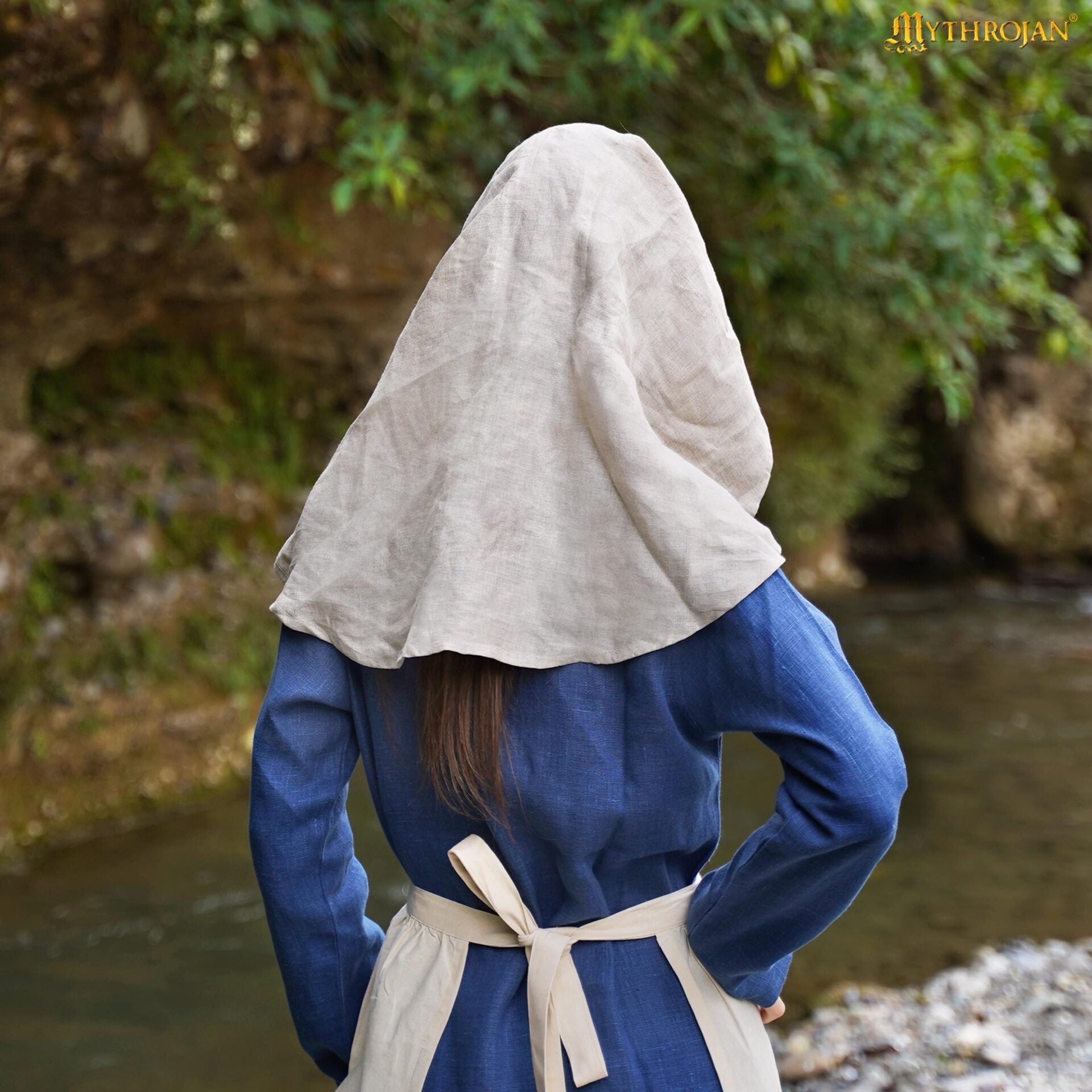 Imagen única de: Velo de Media Luna de Lino y Algodón del Siglo Xv: Elegante y Práctico Tocado para Recreaciones y Larp