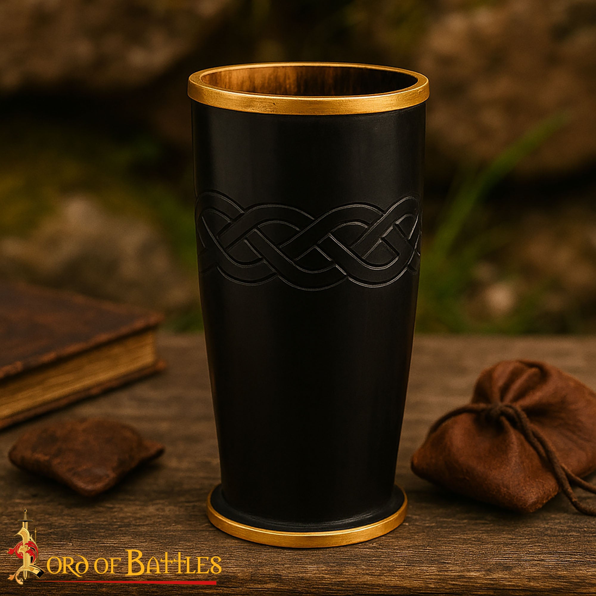 Imagen única de: Taza Ceremonial de Cuerno para Beber con Bordes de Latón