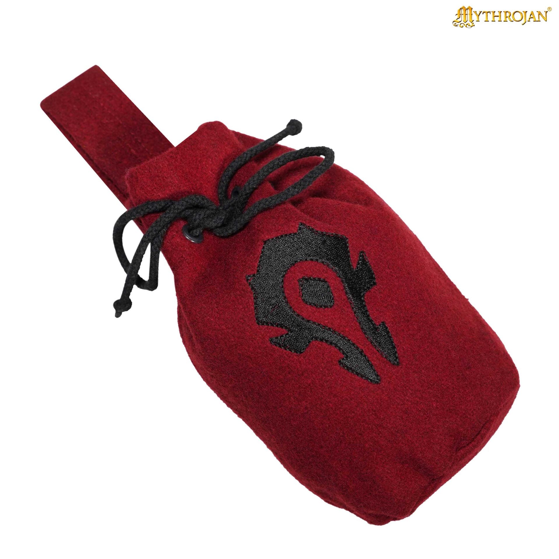Imagen única de: Mythrojan "for The Horde" Bolsa de Lana con Cordón para Cinturón: Accesorio para Disfraces Monedero , Granate , 8" × 6.5"
