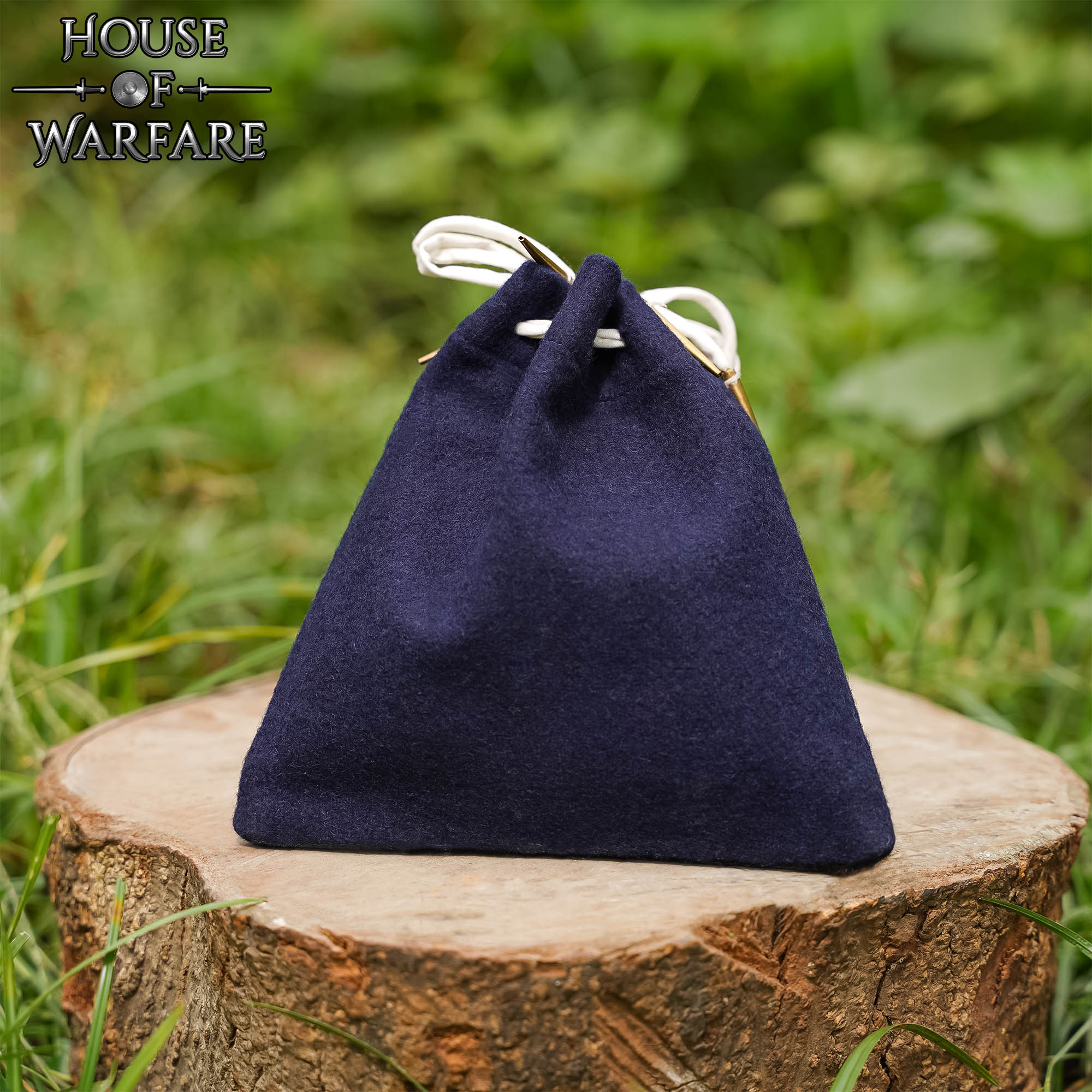 Imagen única de: Bolsa Medieval de Lana con Cordón Azul Marino