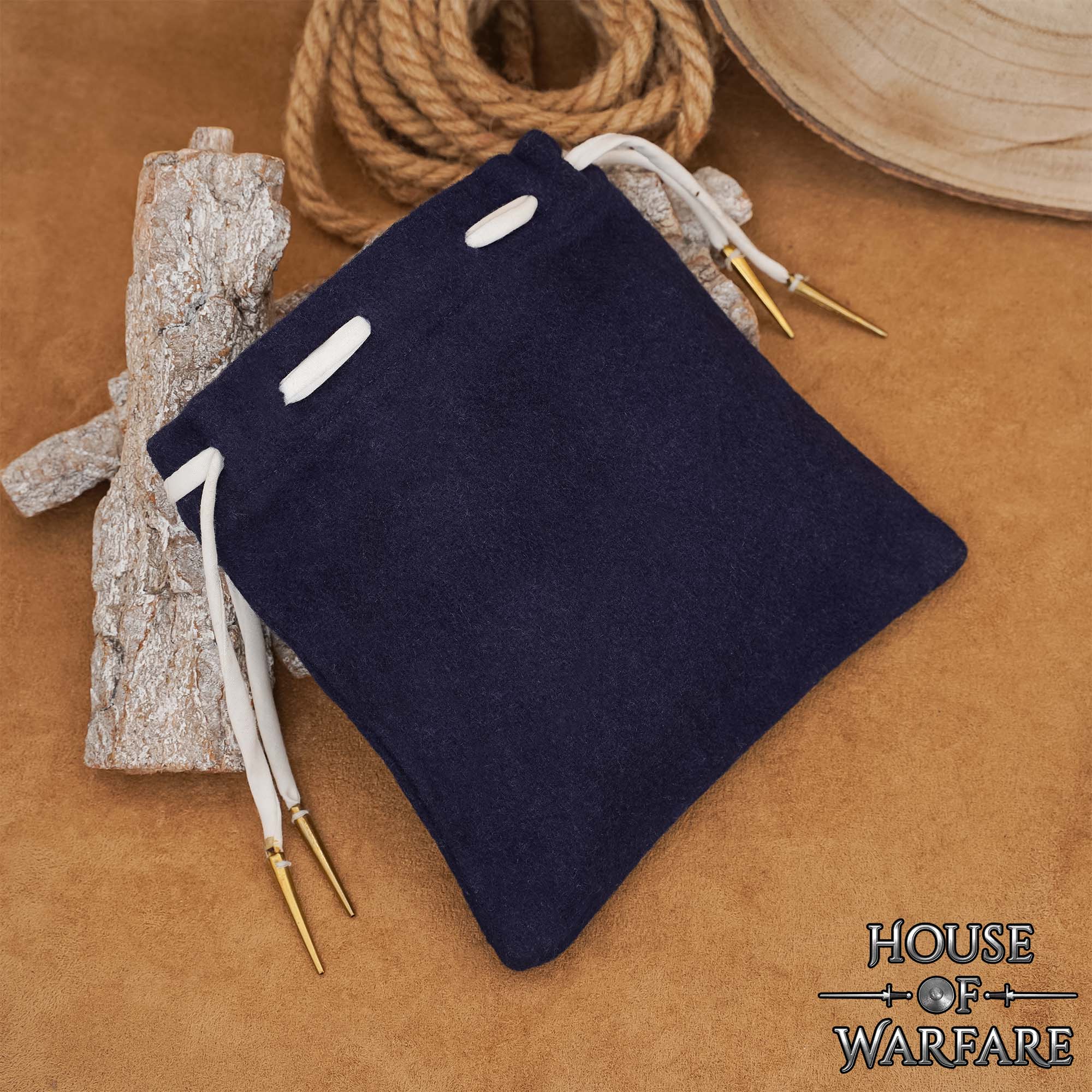Imagen única de: Bolsa Medieval de Lana con Cordón Azul Marino