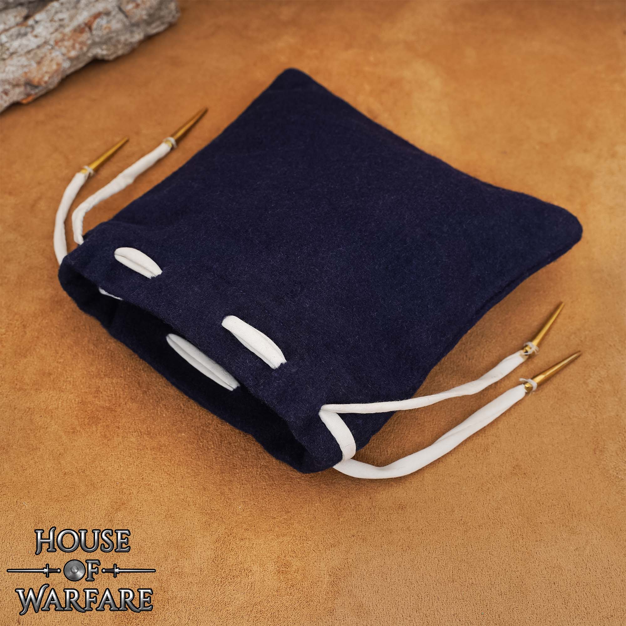 Imagen única de: Bolsa Medieval de Lana con Cordón Azul Marino