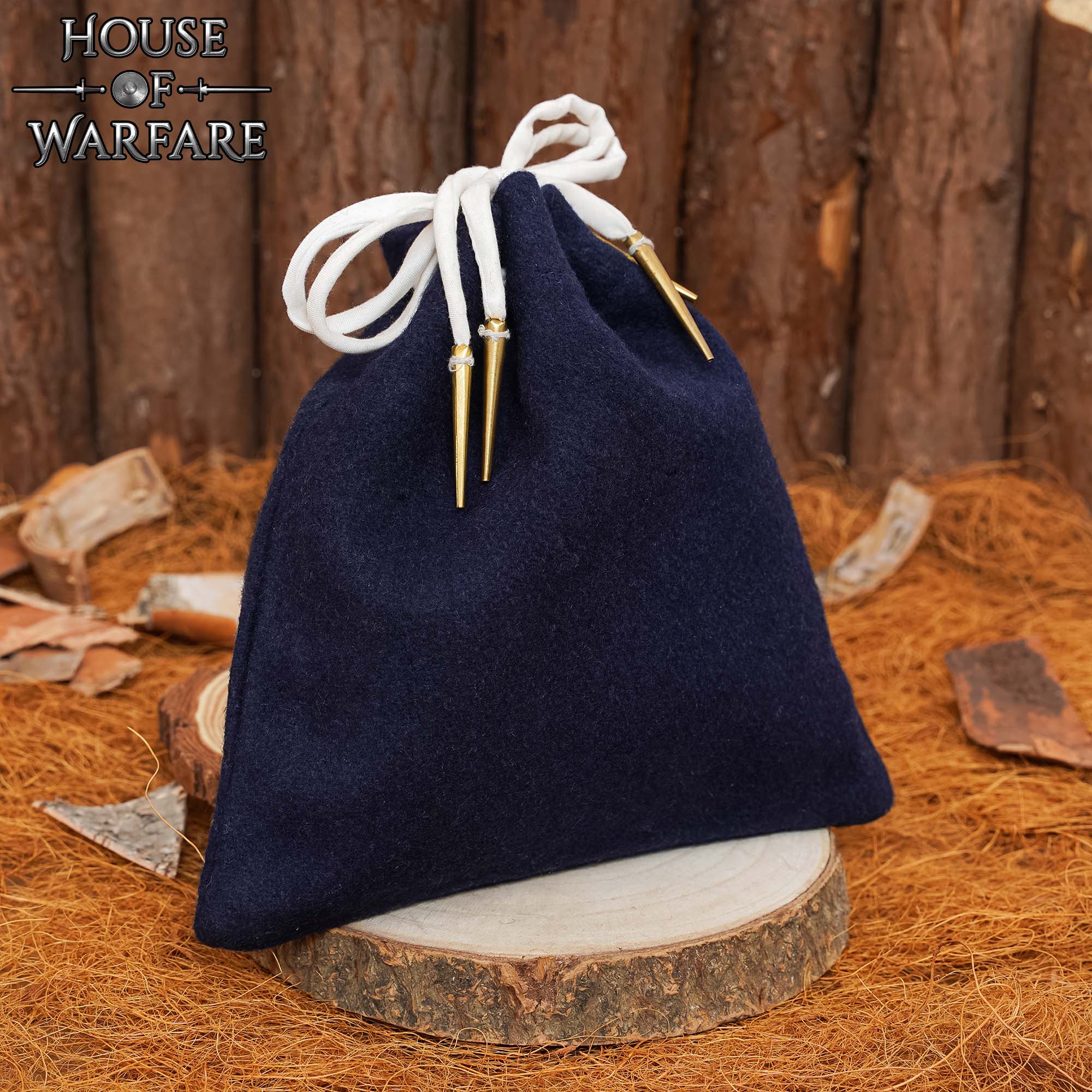 Imagen única de: Bolsa Medieval de Lana con Cordón Azul Marino