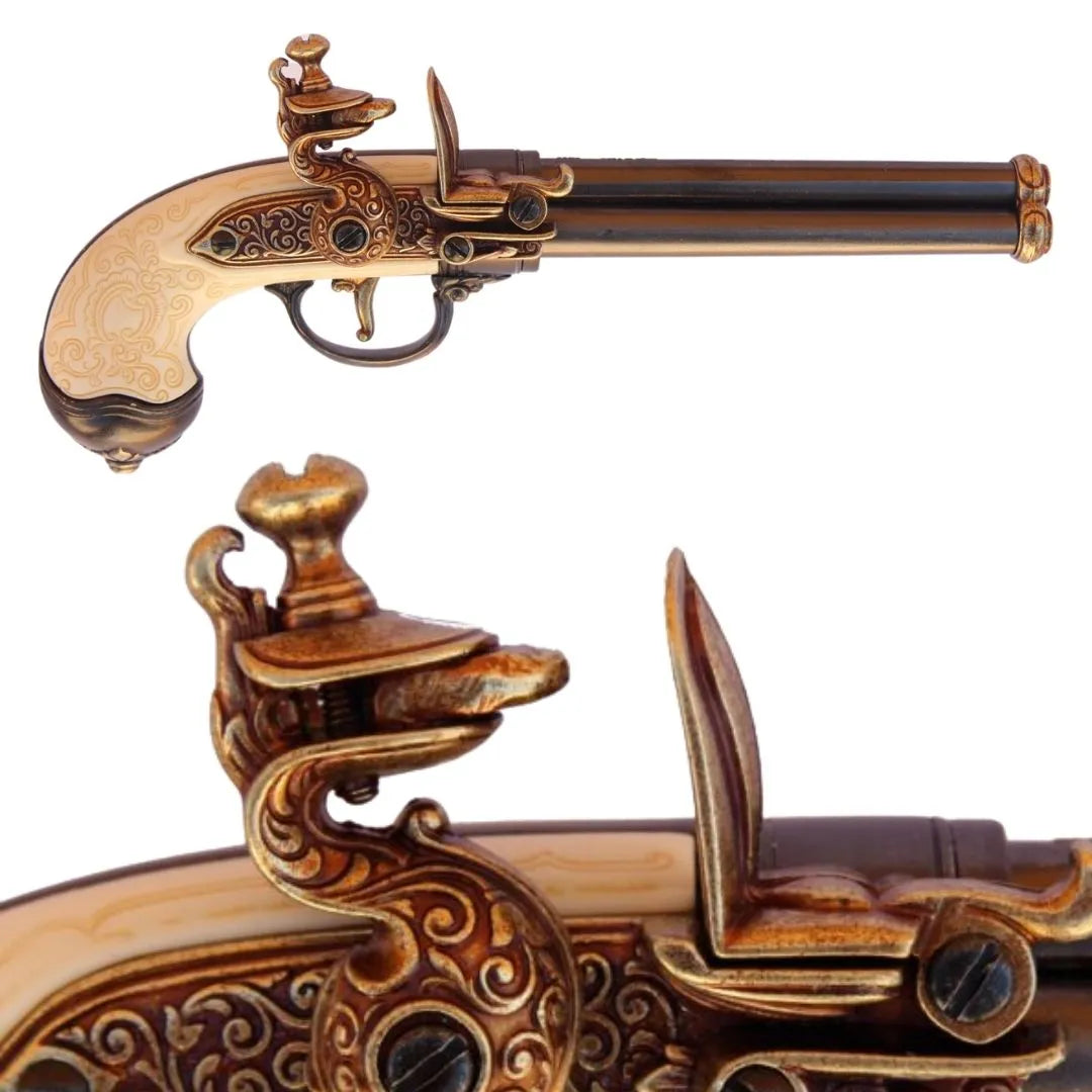 Imagen única de: Pistola De Chispa De 3 Cañones Italia 1680 Réplica No Funcional 1016