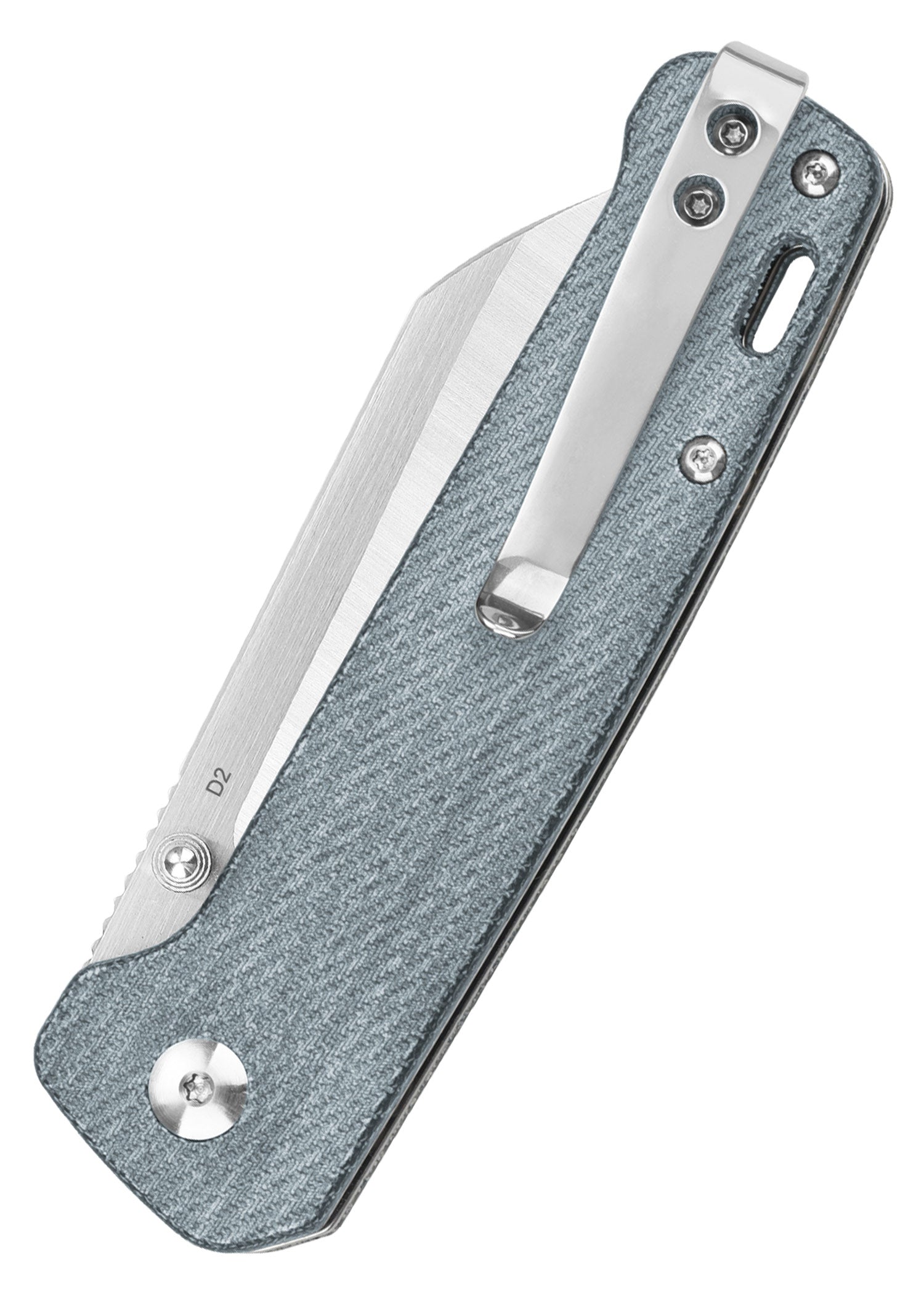 Imagen única de: Navaja Penguin, Hoja Teñida D2, Mango Micarta Denim
