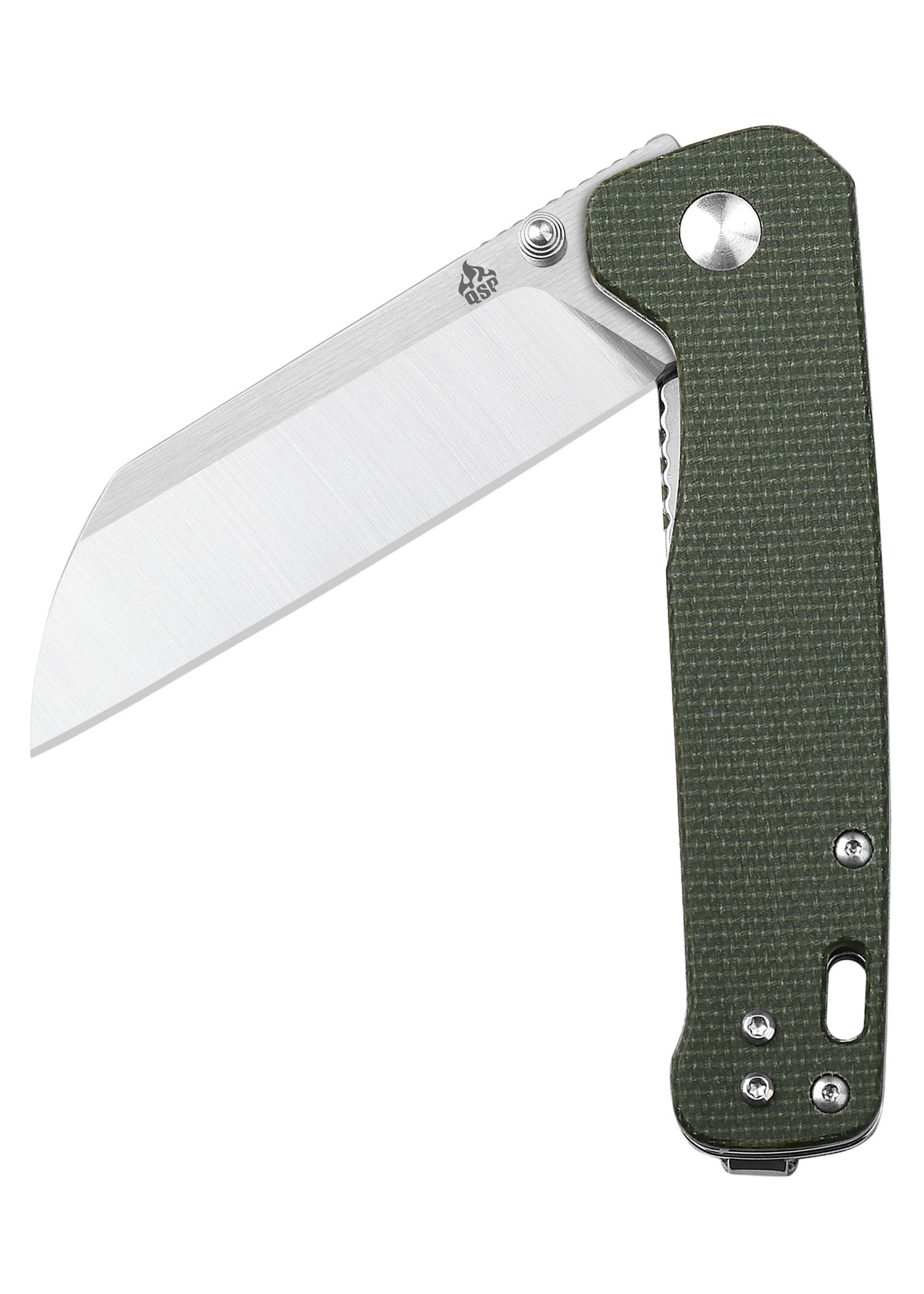 Imagen única de: Navaja Penguin, Hoja Satinada D2, Mango Micarta Verde