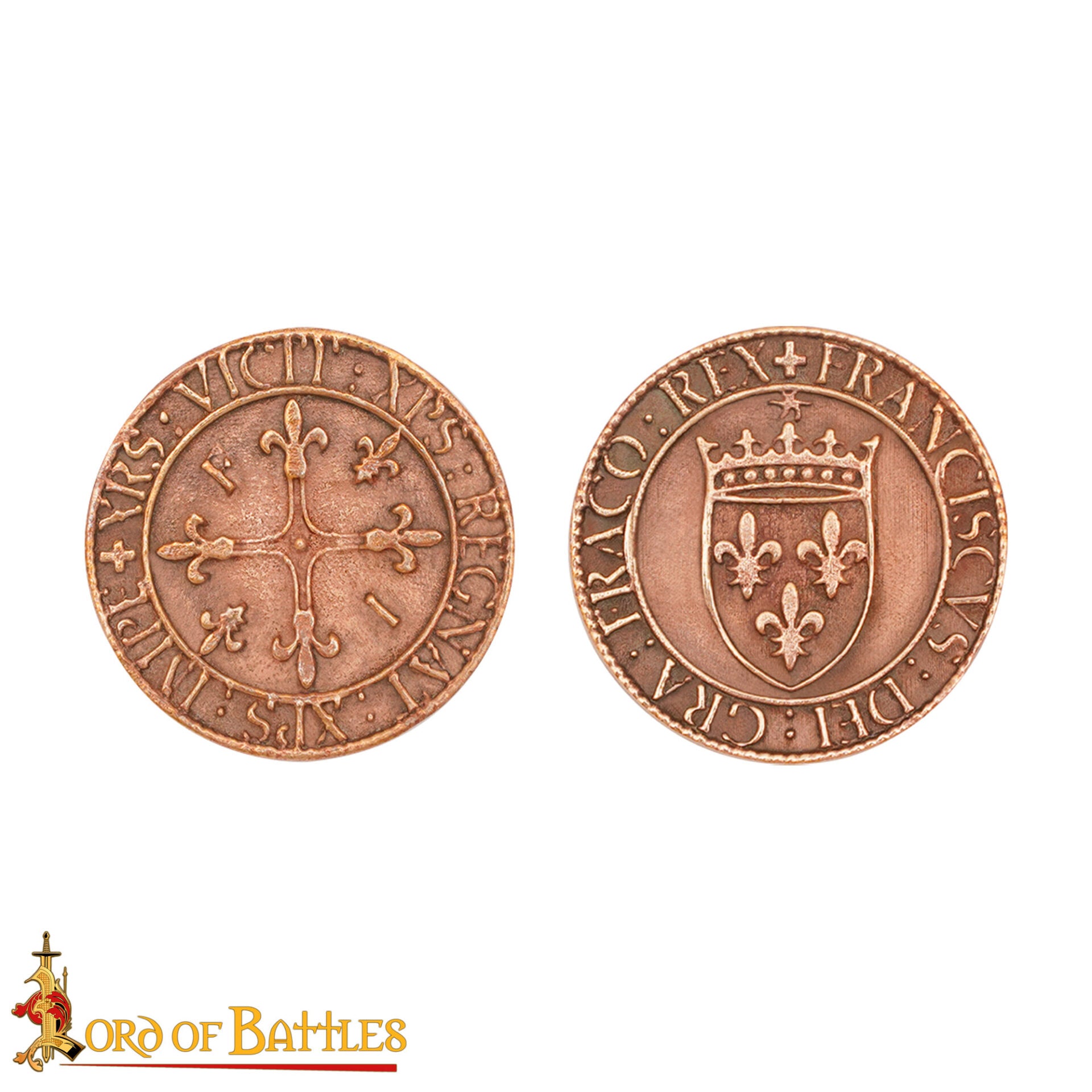 Imagen única de: Monedas de Bronce Macizo de Inspiración Histórica con Motivos de Carlos Vii de Francia