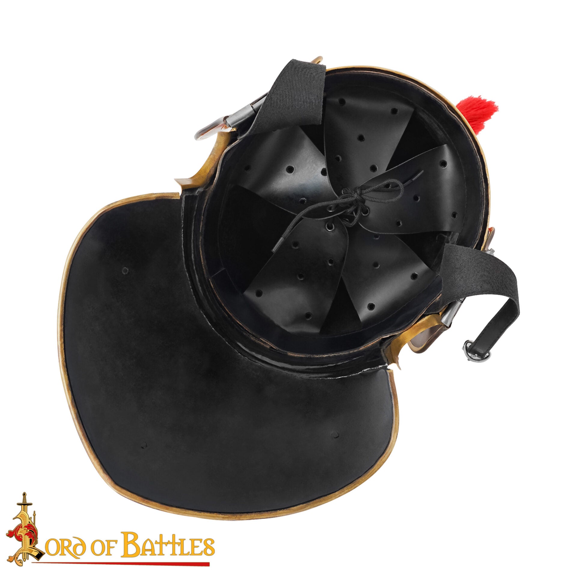 Imagen única de: Casco de Centurión Romano con Cresta Transversal Roja - Casco de Acero con Adornos de Latón para Larp, Disfraces y Exposiciones