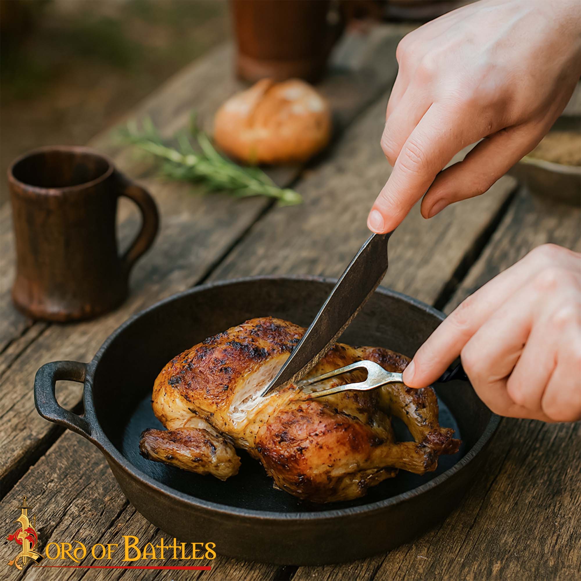 Juego de Cubiertos Viking Rústico - Acero Inoxidable con Funda de Cuero - Imagen 2