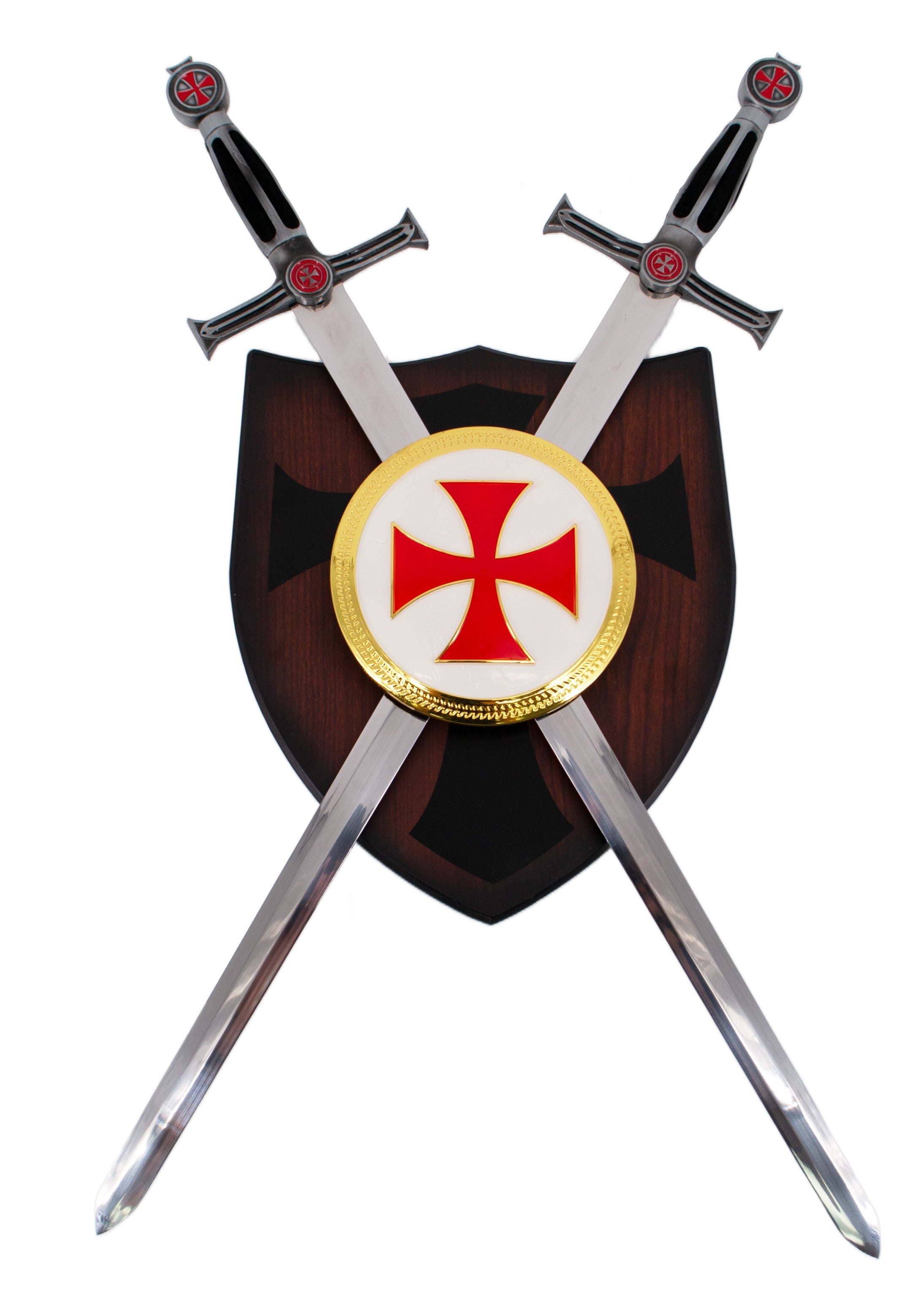 Imagen única de: Armero Templario Con Espadas Doradas Y Decoración En Terciopelo Negro S0336N