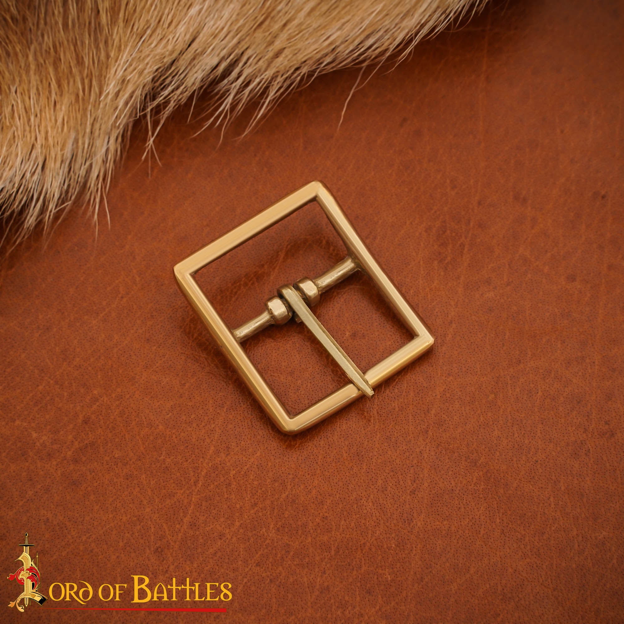 Imagen única de: Hebilla Medieval de Latón para Cinturón - Rectangular Maciza