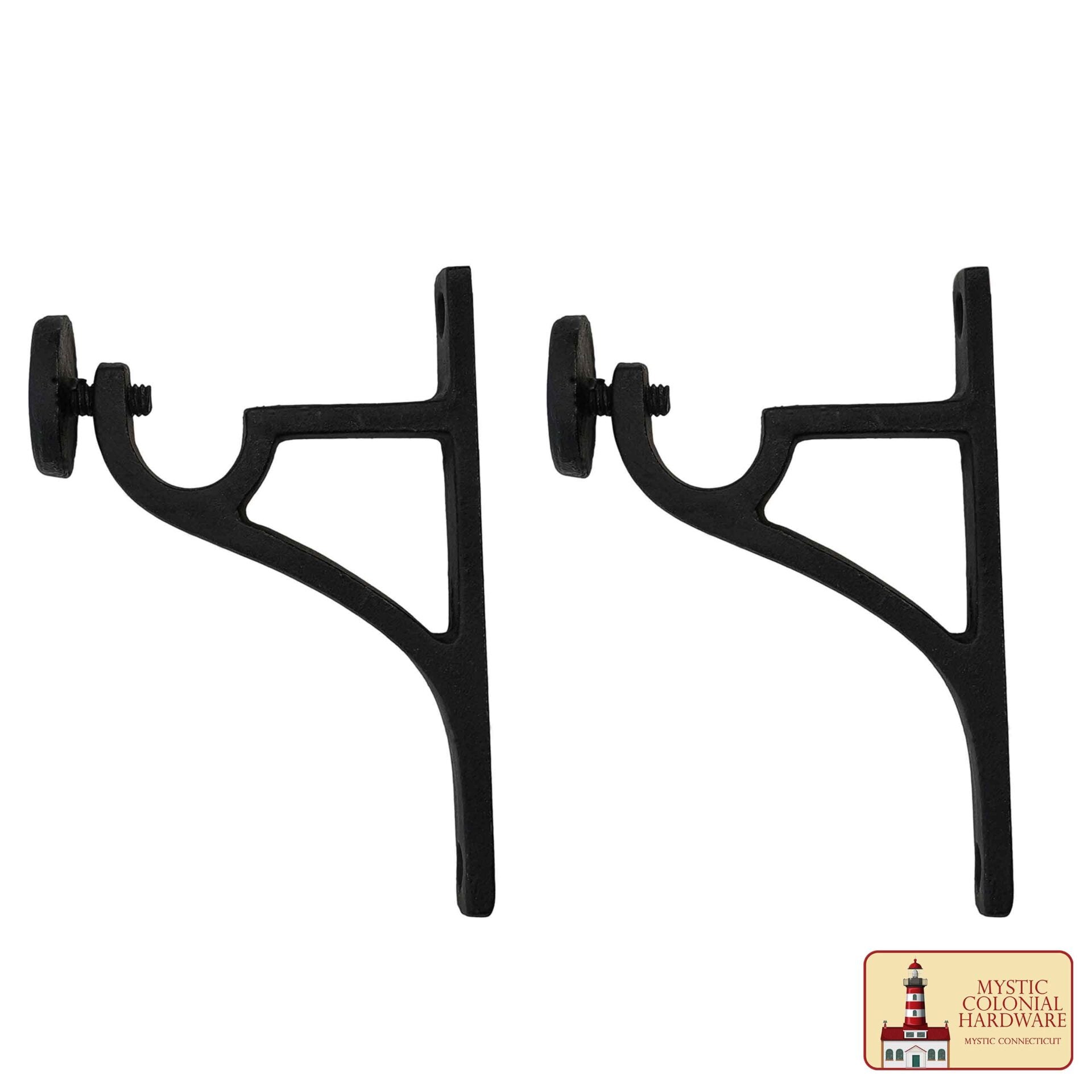 Imagen única de: Soportes de Barra de Cortina Ajustables Góticos de Alta Resistencia - Soportes de Barra de Cortina de Montaje en Pared Verticales Negros para Persianas y Ventanas