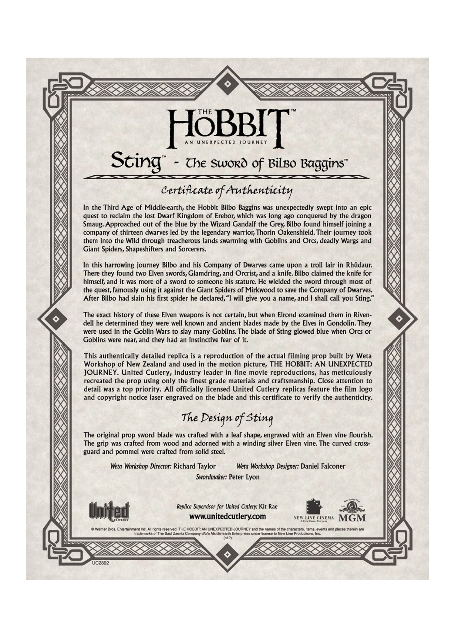 Imagen única de: El Hobbit - Puñalada, Espada De Bilbo Bolsón
