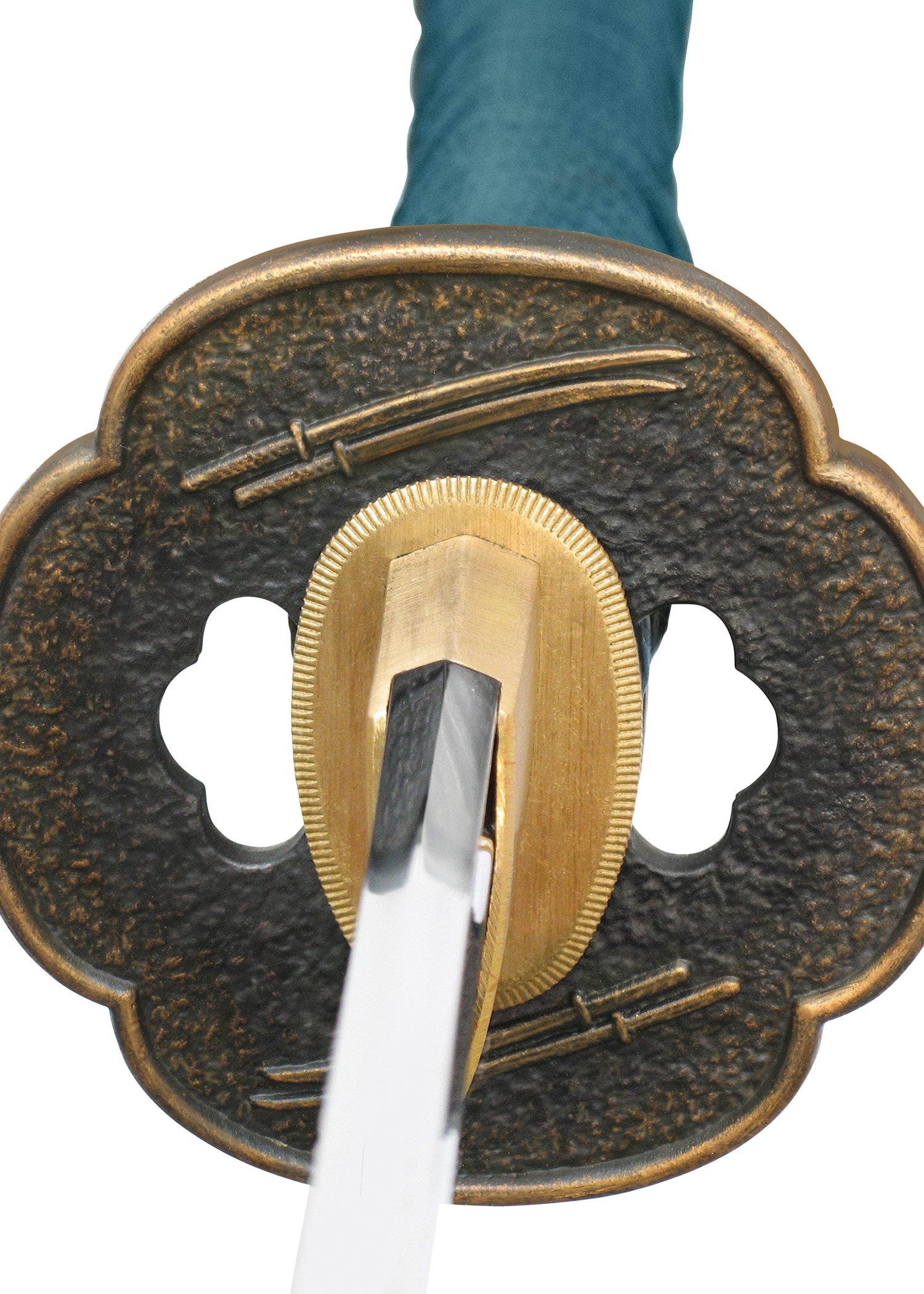 Imagen única de: Katana Teal Master Longquan Forjada Con Martillo Shikoto