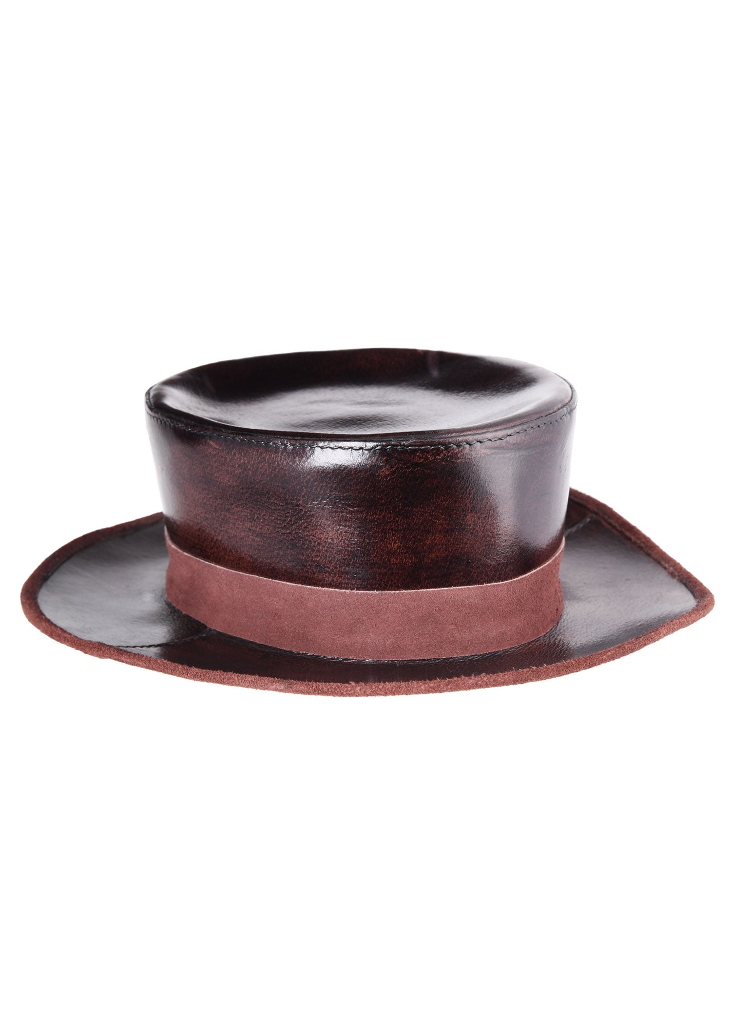 Imagen única de: Sombrero Medieval De Cuero Con Ala Ancha, Marrón