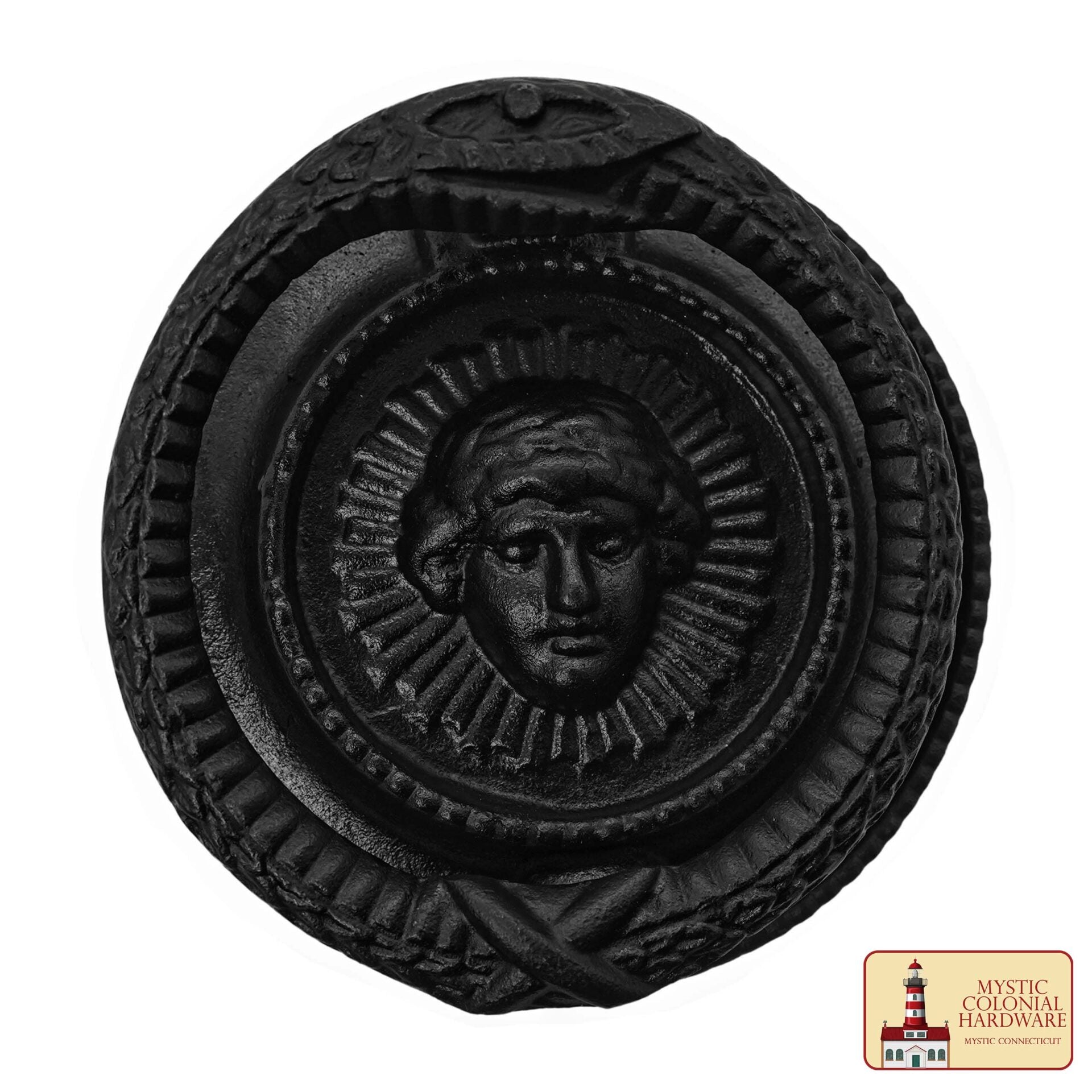 Imagen única de: Negro Vintage Medusa Cabeza Círculo Sólido Decorativo Puerta Delantera Artesanal Hecho Antiguo Aldaba