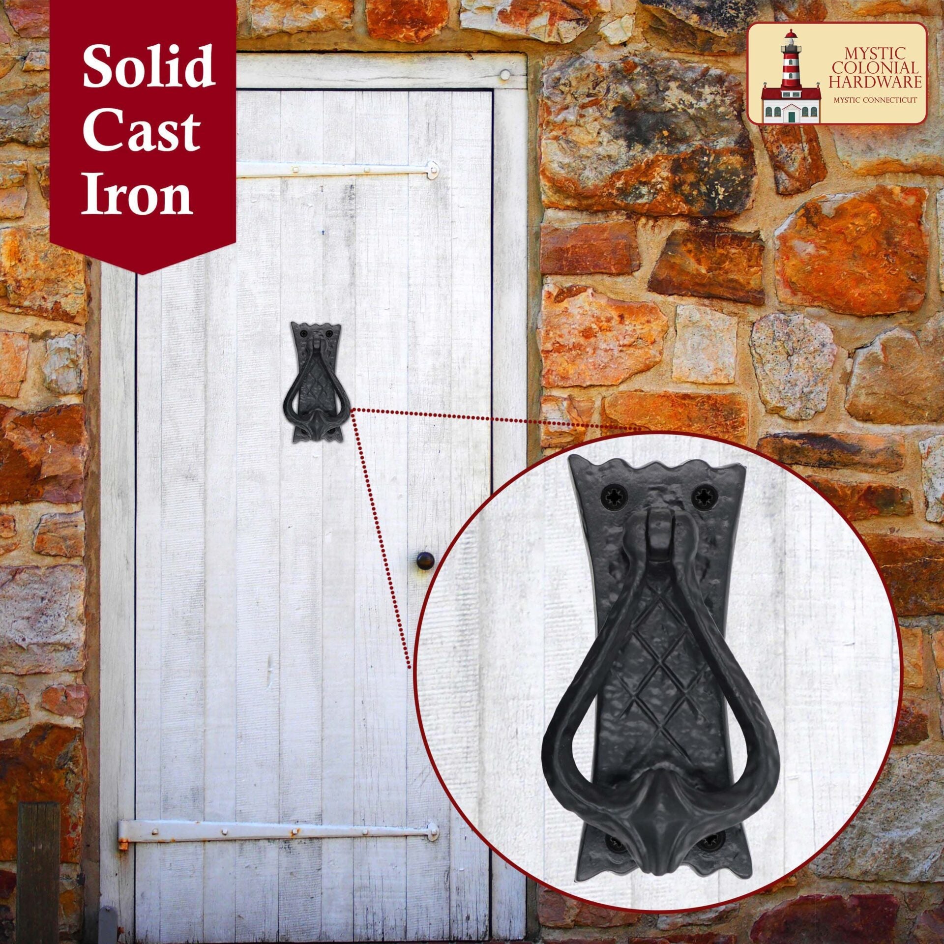 Imagen única de: Aldaba para Puerta de Dormitorio Hierro Fundido Macizo Negro Antiguo - 4.7