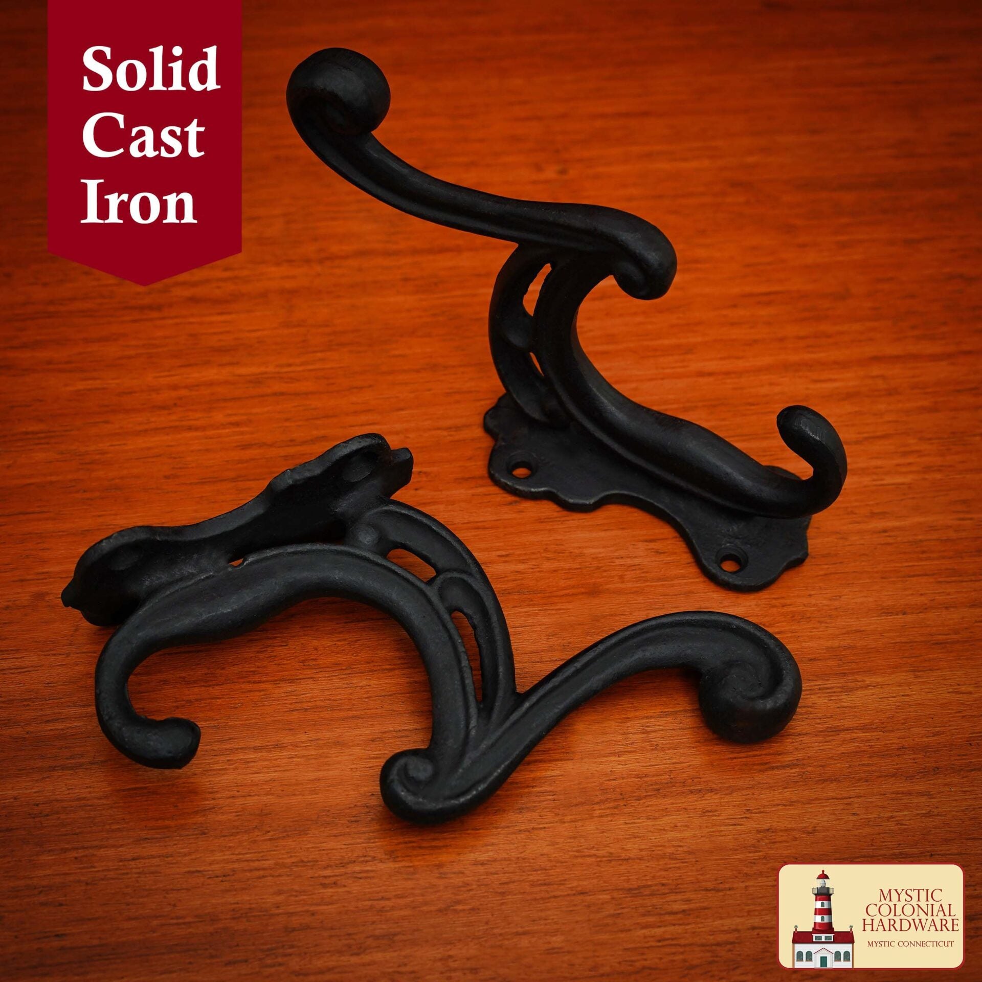 Imagen única de: Pack de 2 Ganchos de Pared de Hierro Fundido Rústico: Ideal para Colgar Abrigos, Bolsos, Toallas, Batas, Sombreros, (12x3,8) Cm