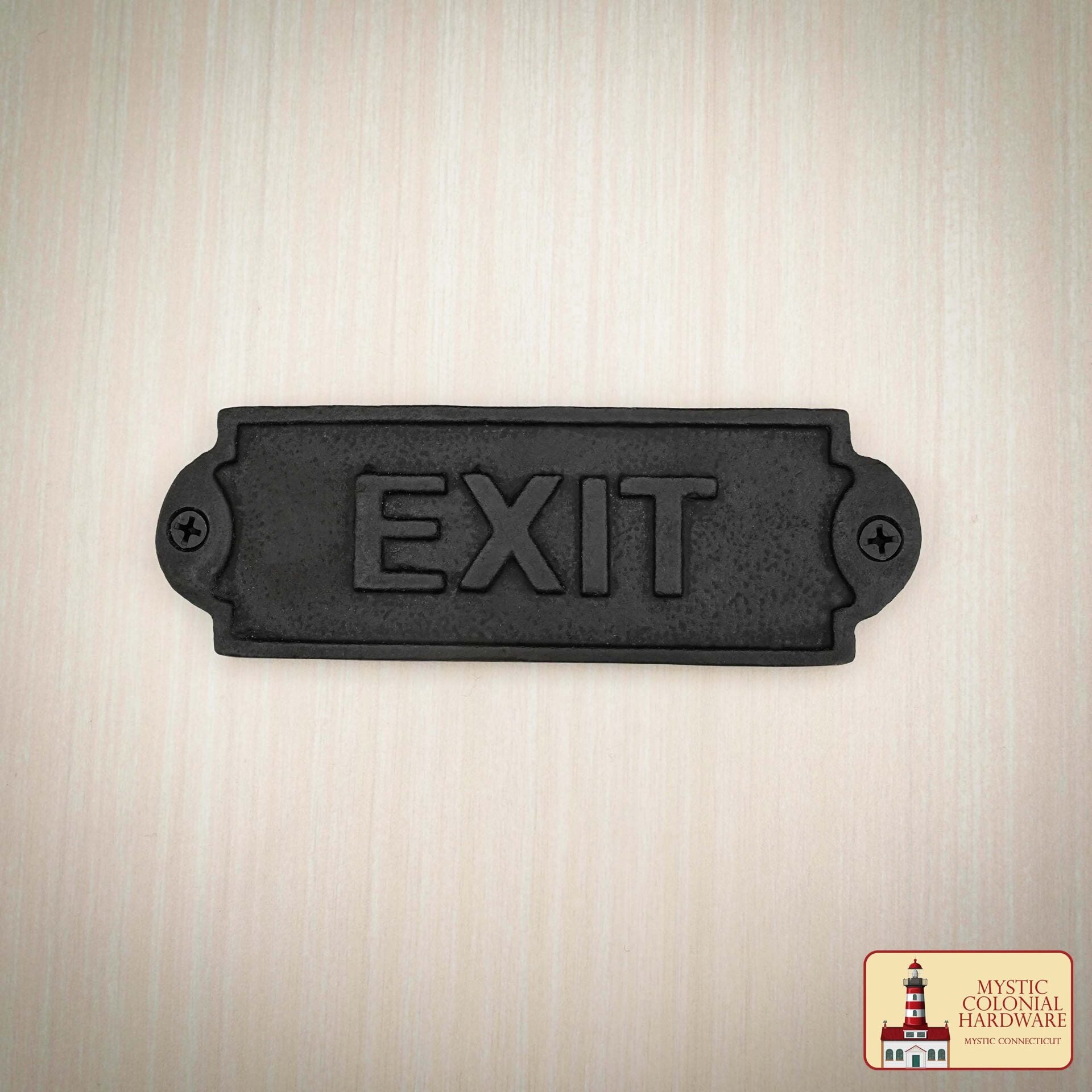 Imagen única de: Señal de Salida Vintage de Hierro Forjado Macizo - Placa para Puerta de Hierro Fundido Hecha a Mano - Accesorio de Ferretería Industrial Rústica (15 X 5 Cm)