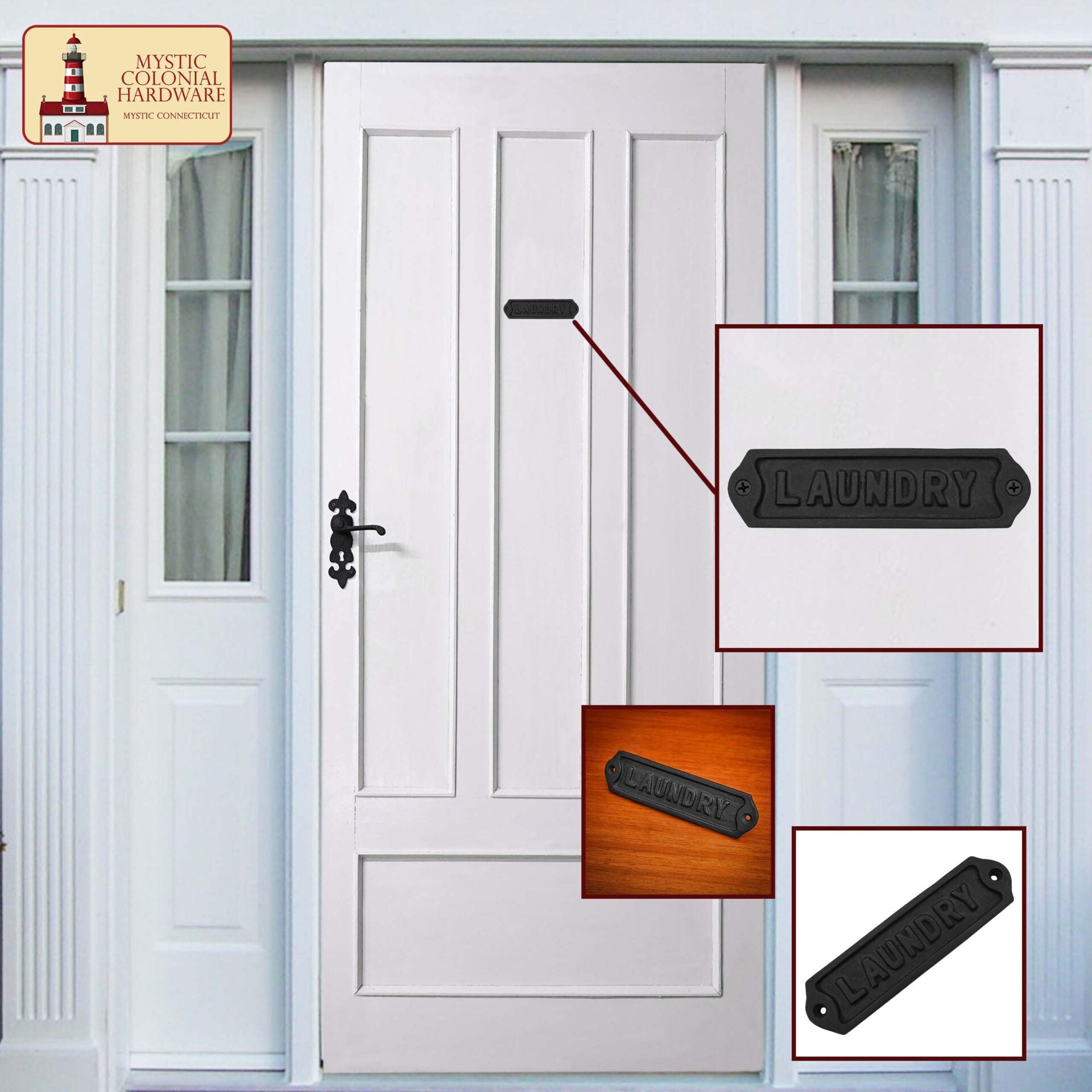 Imagen única de: Hierro Forjado Macizo Letrero de Lavandería Vintage para Puertas Accesorio de Ferretería Hecho a Mano