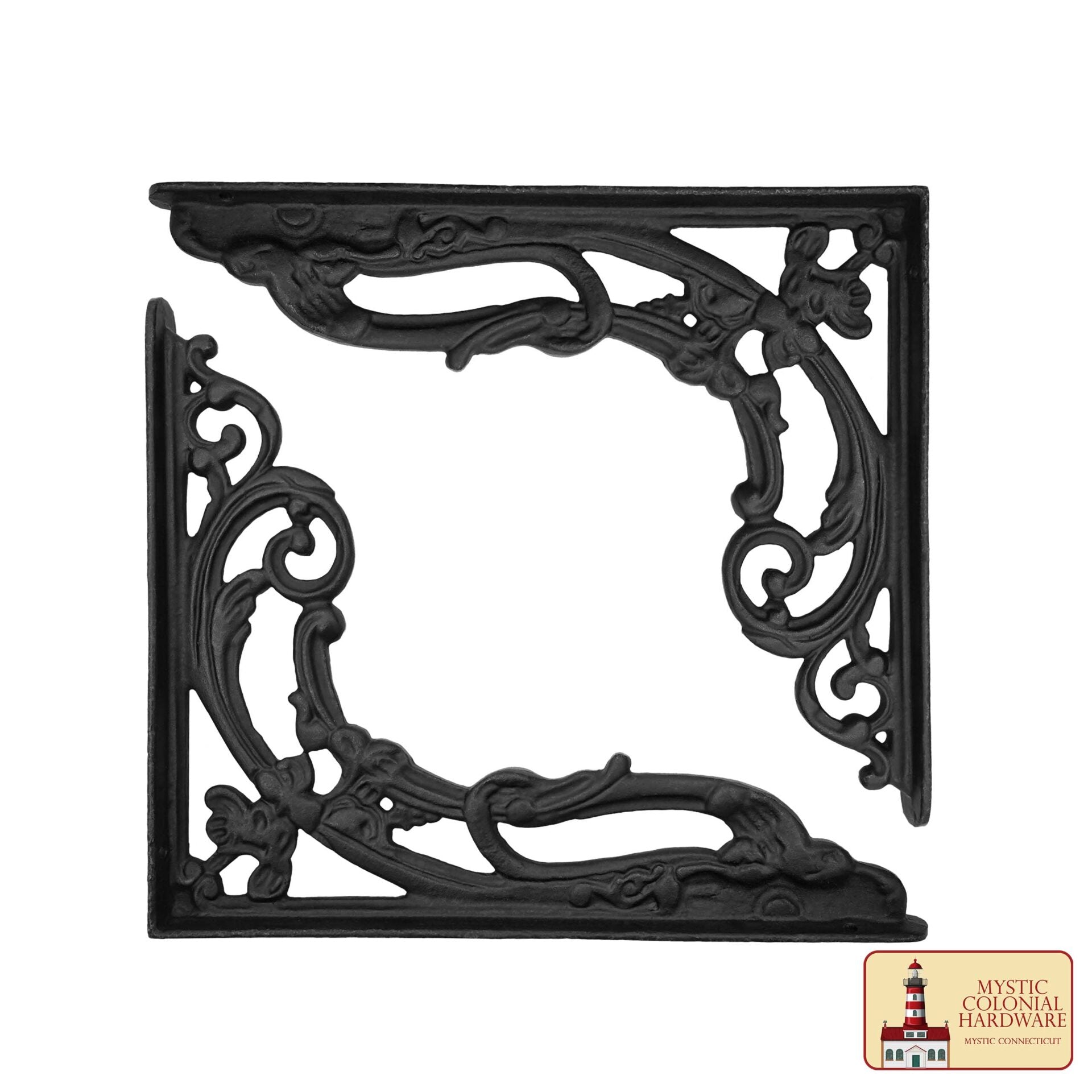 Imagen única de: 9" X 7.5" Soportes de Estante - Hierro Forjado Sólido Negro Victoriano, Colonial, Retro, Steampunck, Gótico, Barroco Medieval