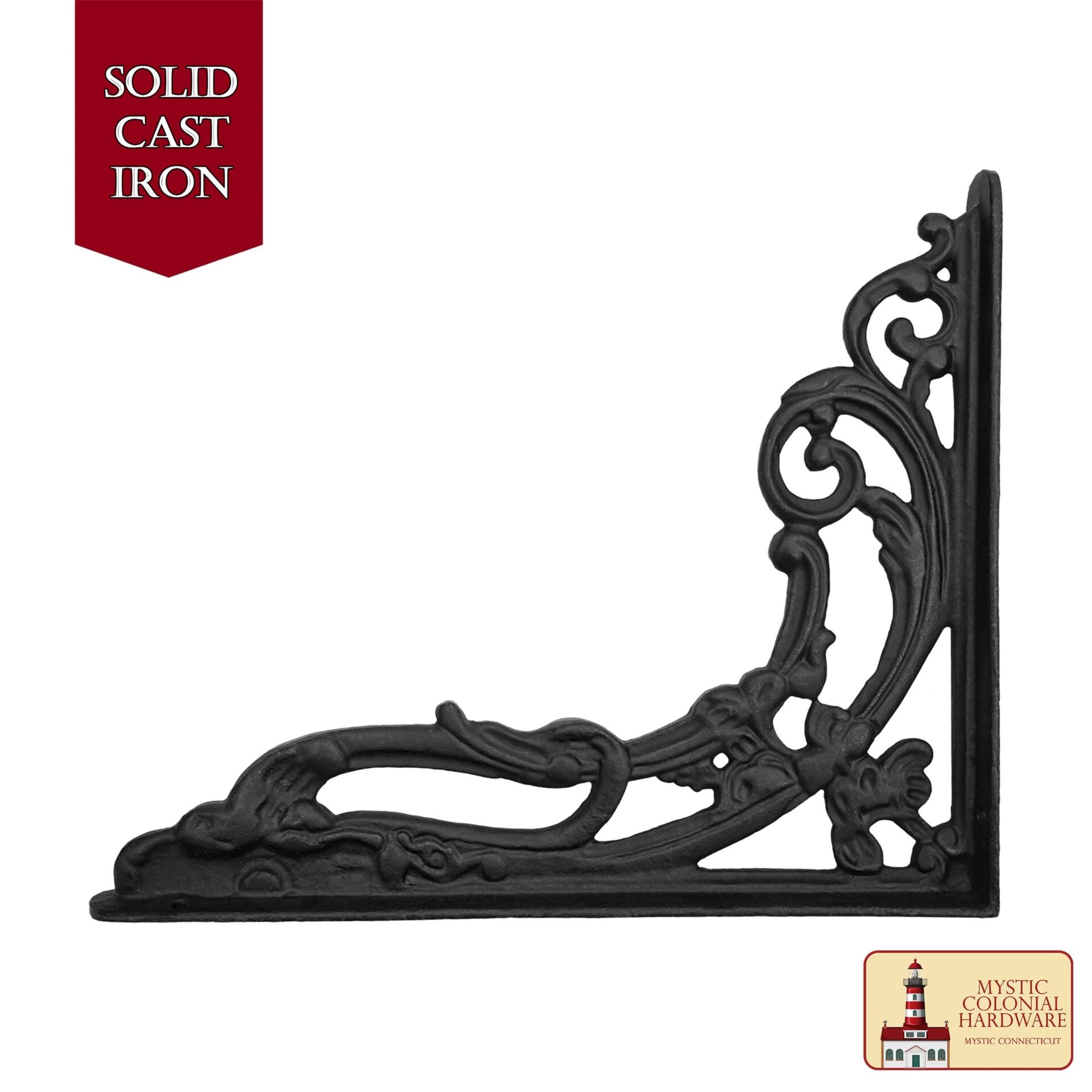Imagen única de: 9" X 7.5" Soportes de Estante - Hierro Forjado Sólido Negro Victoriano, Colonial, Retro, Steampunck, Gótico, Barroco Medieval