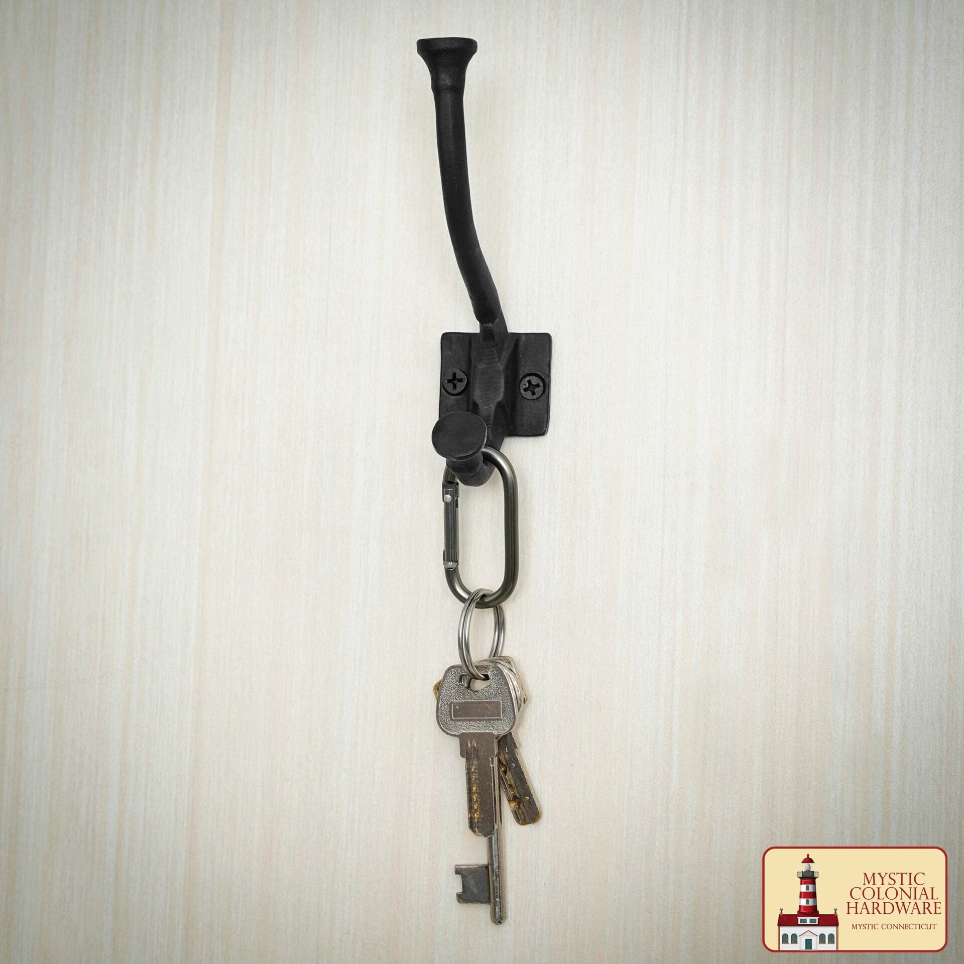 Imagen única de: Ganchos de Pared Rústicos de Hierro Fundido, Ganchos Utilitarios Retro Resistentes para Colgar Abrigos, Bolsos, Toallas, Batas, Sombreros y Más, Paquete de 2, Negro