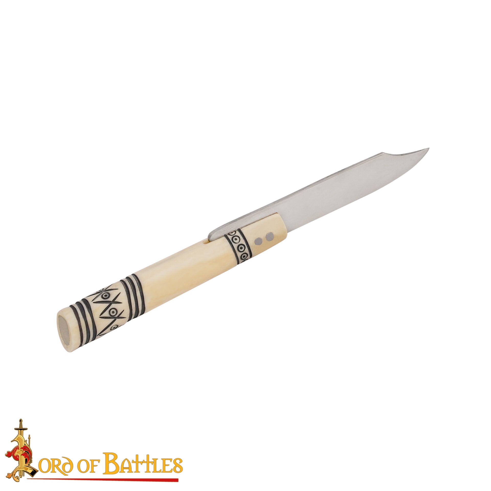 Imagen única de: Cuchillo Plegable Forjado a Mano con Mango de Hueso - Hoja de Acero Inoxidable Pulido de 20 Cm