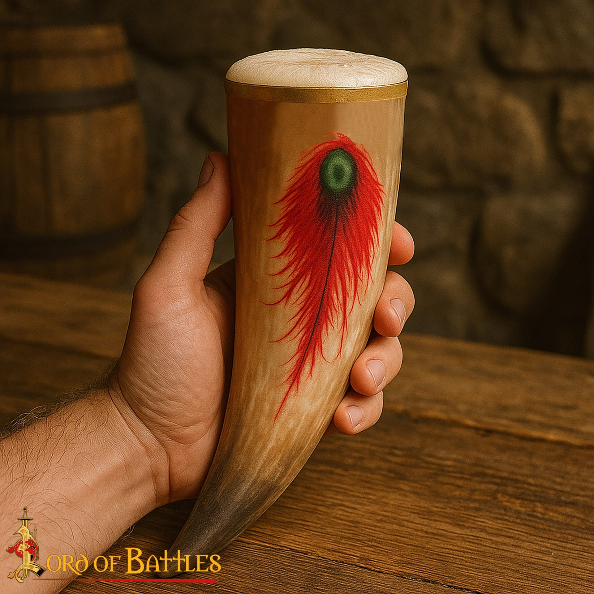 Imagen única de: Auténtico Cuerno de Buey para Beber 400 - 500 Ml Elaborado Artesanalmente con Auténtico Cuerno de Buey