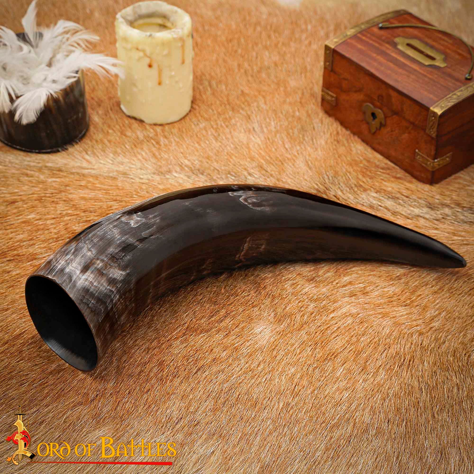 Cuerno Vikingo para Beber con Grabado Longship - Cuerno de Buey Natural Pulido, Mead Ale - Imagen 13