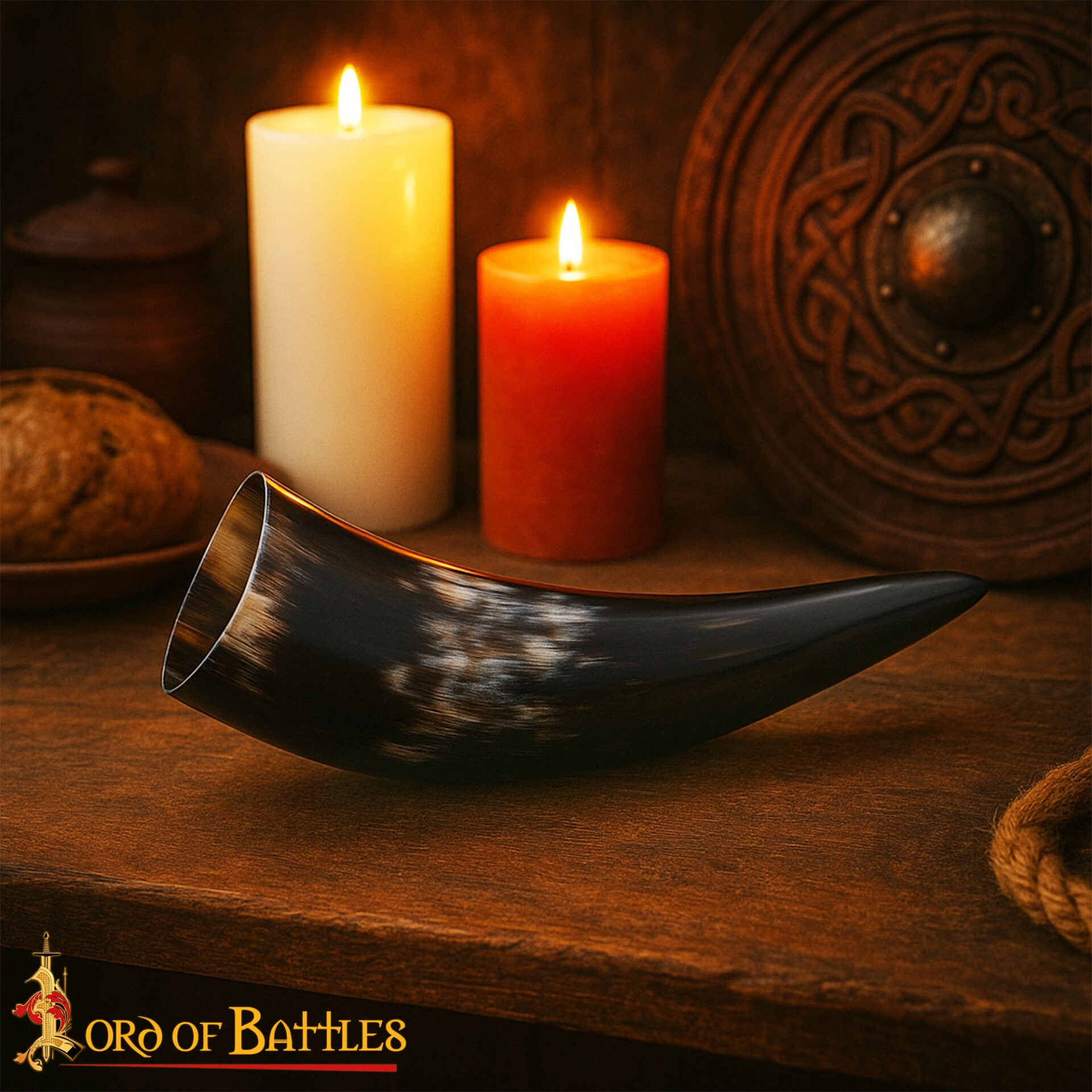 Imagen única de: Vikingo Cuerno de Buey para Beber - Taza de Cuerno Natural Pulido Artesanal (150 Ml)