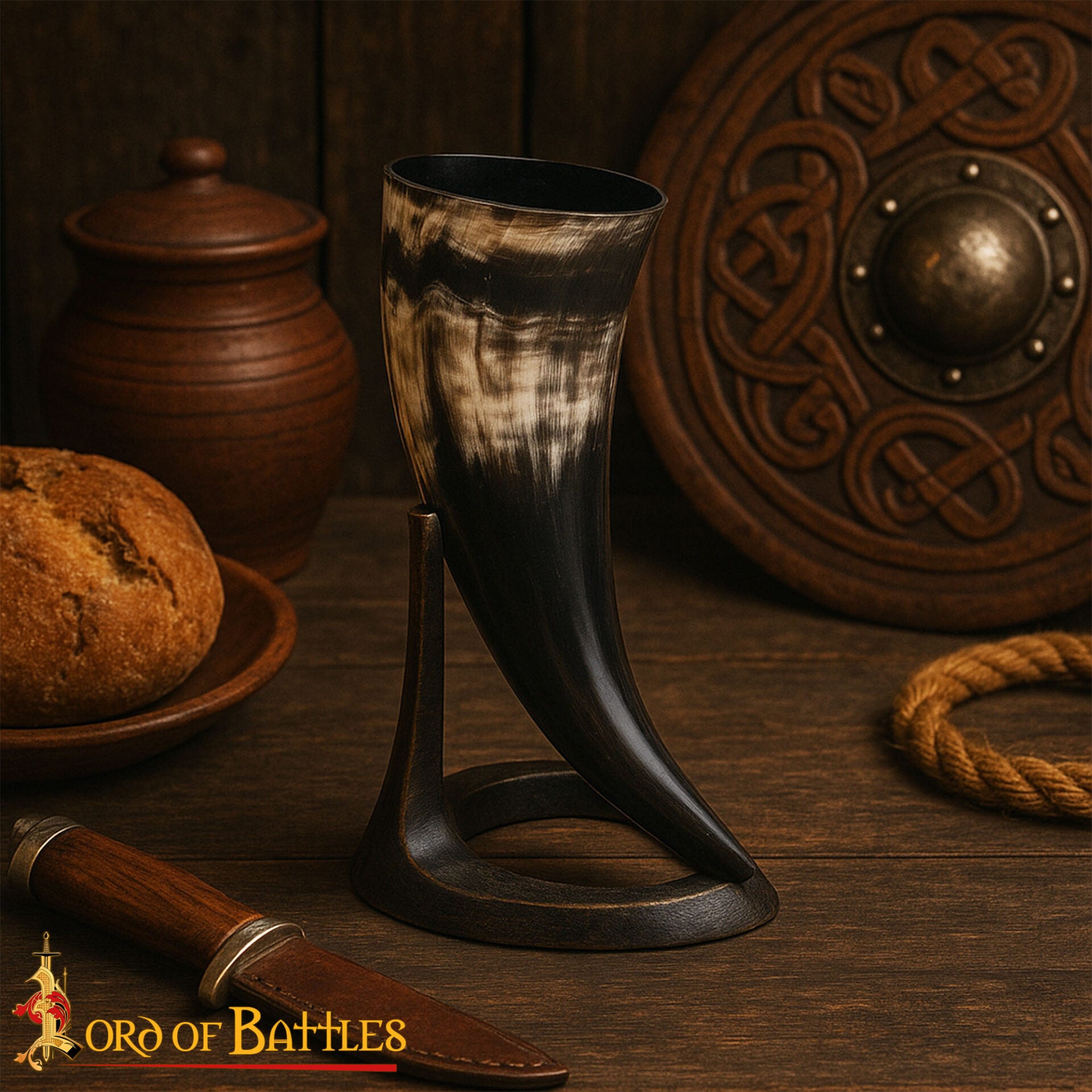 Imagen única de: Vikingo Cuerno de Buey para Beber - Taza de Cuerno Natural Pulido Artesanal (200 Ml)